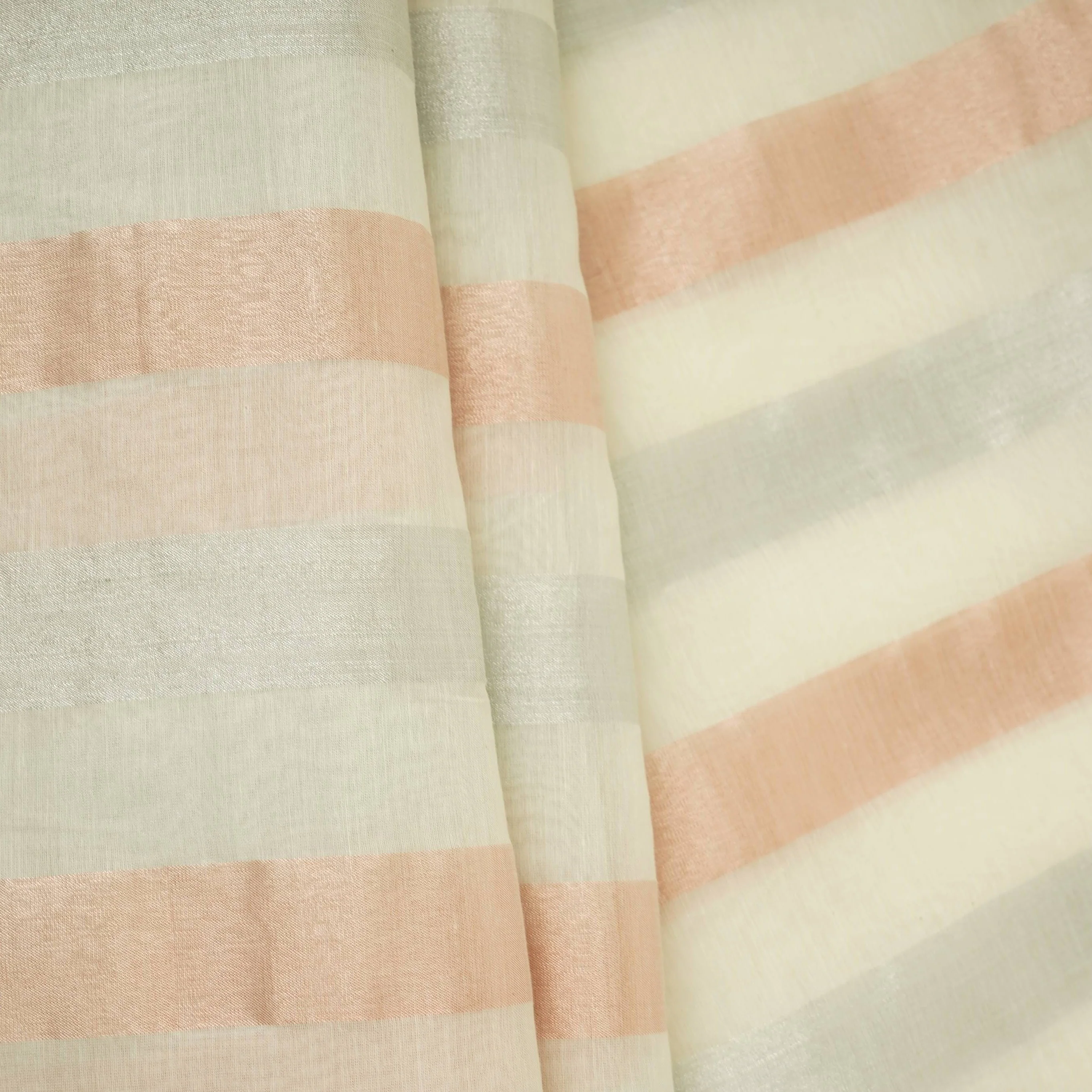 Off White with Multicolor stripes Chanderi Fabric CTF-31382 - Image 5