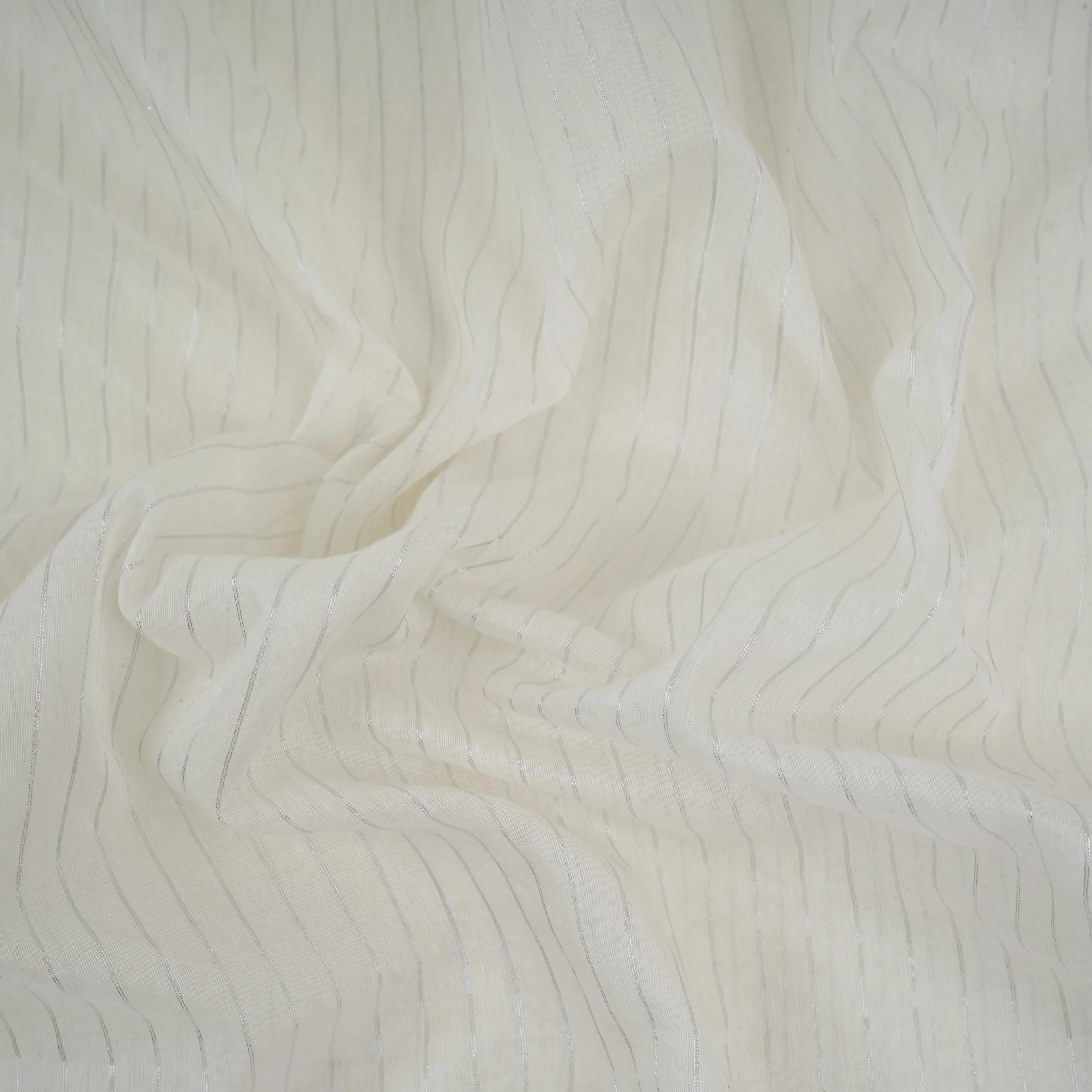 Off White with Silver Stripes Dyeable Tissue Fabric ACV-32244 - Image 3