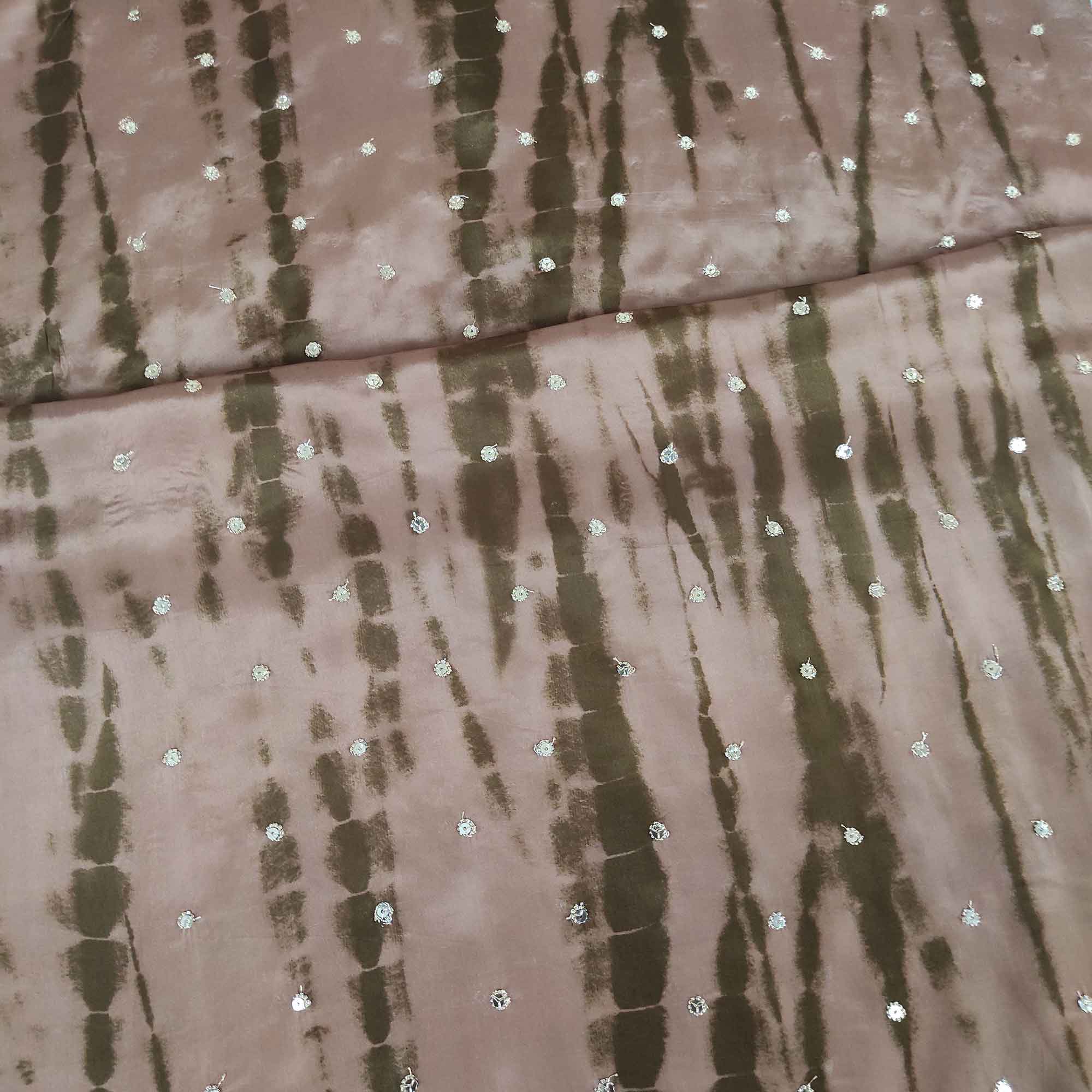 Olive Green Shibori Print Crepe Fabric MF-28590 - Image 3