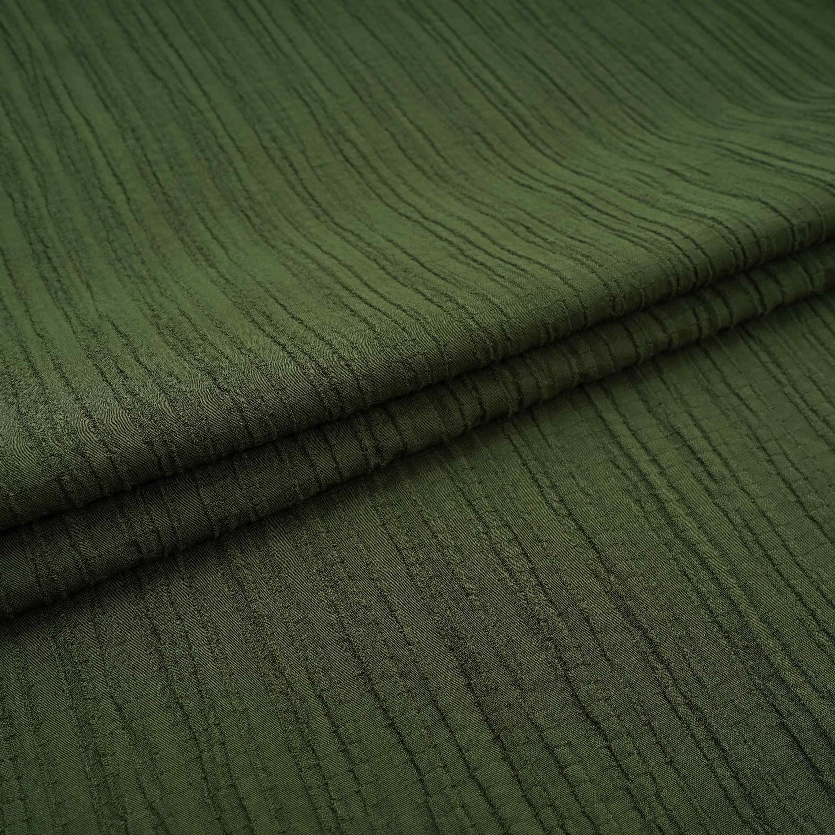 Olive Green Solid Crushed Poplin LI-32162 - Image 5