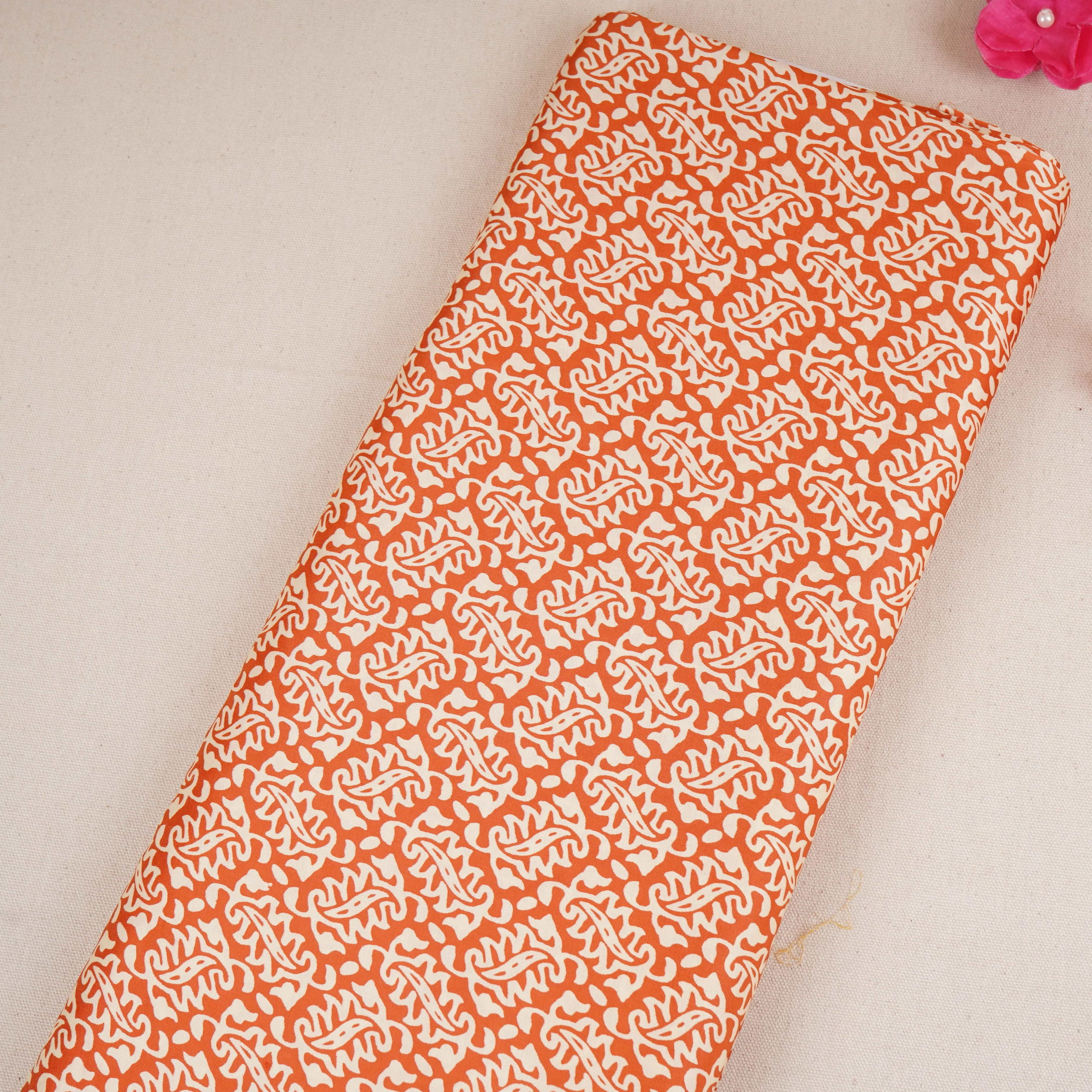 Orange Bagru Print Modal Satin SN-29498