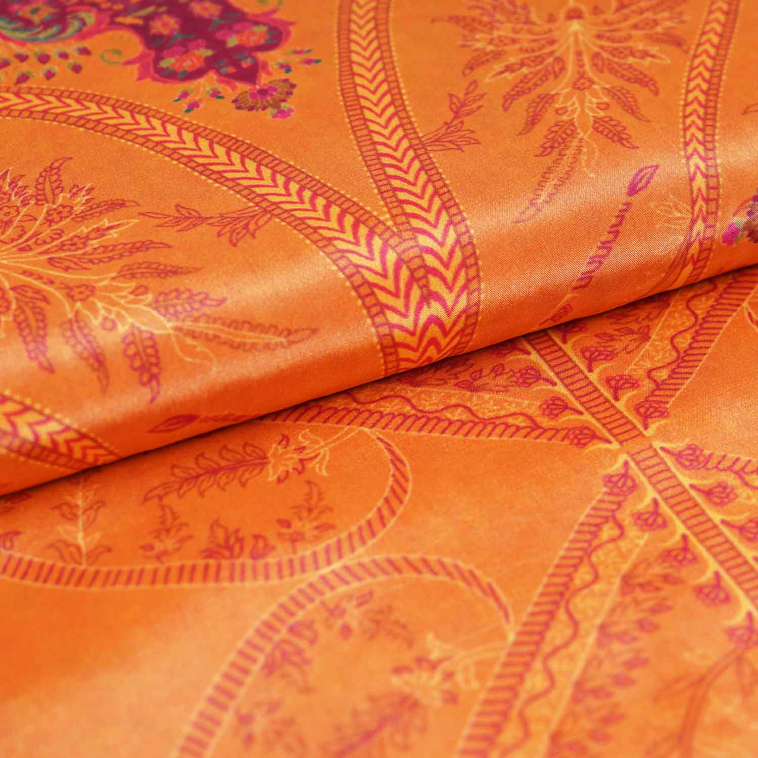 Orange Floral Print Crepe Fabric GT-29185 - Image 3
