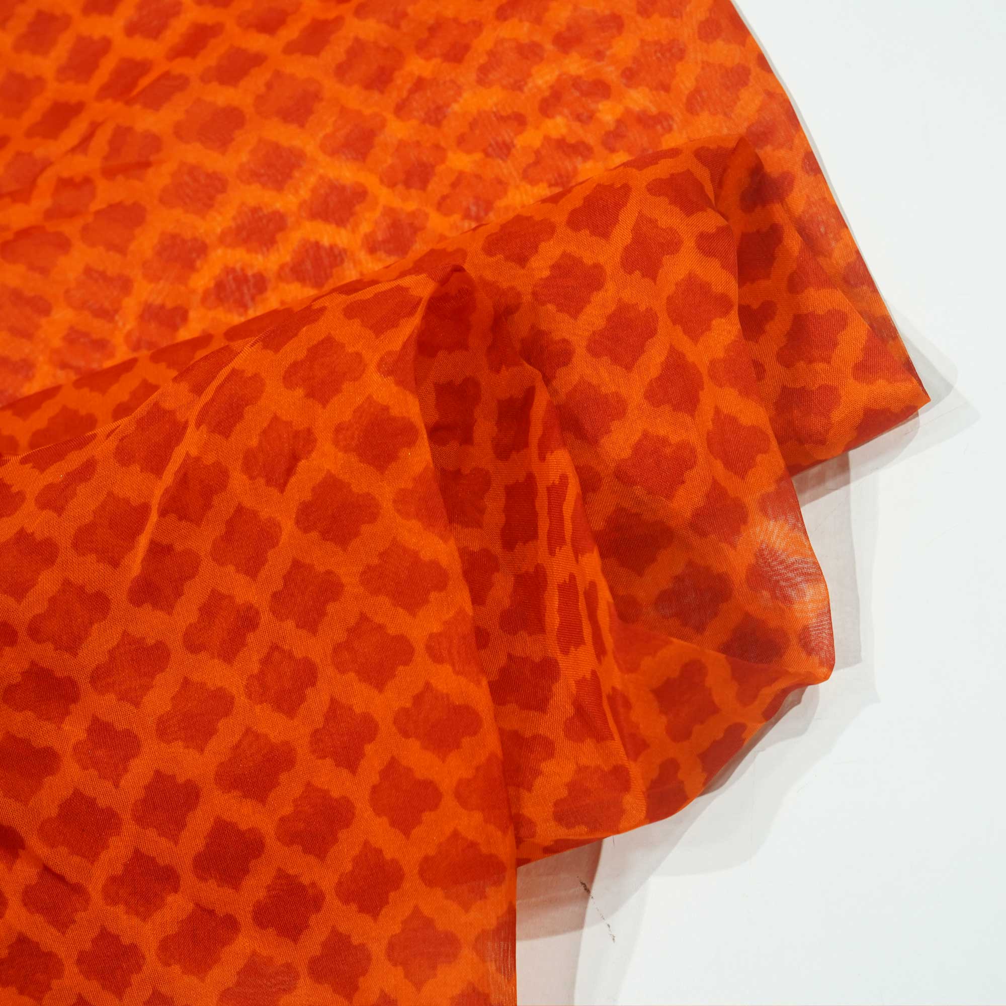 Orange Geometrical Print Organza Fabric 2431 MTF-20934 - Image 2