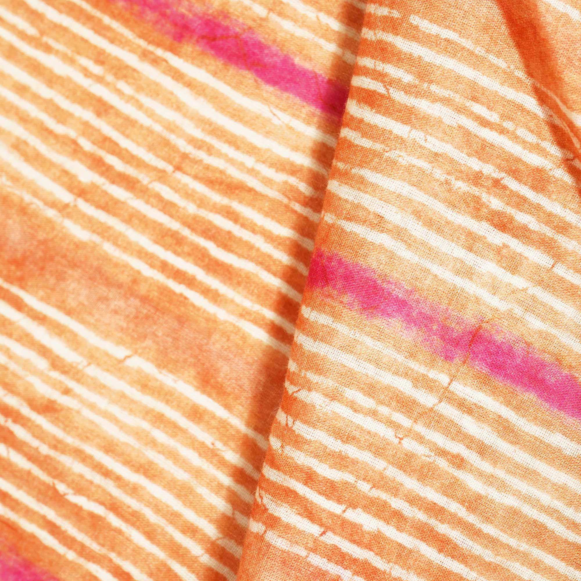 Orange & Multicolor Stripes Print Cotton Mulmul Fabric GT-25463 - Image 3