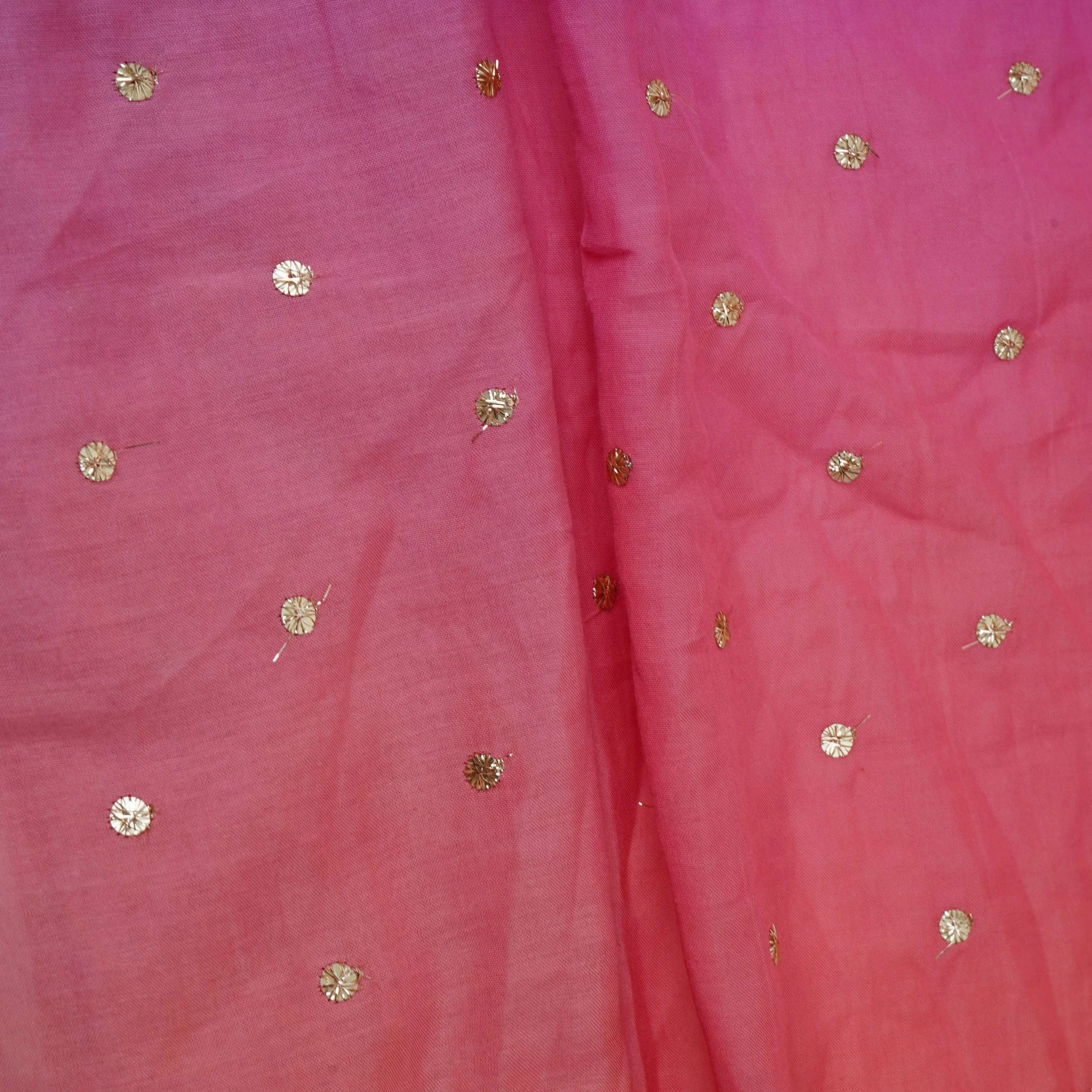 Orange with Multicolor 4D Buti embroidery Mul Chanderi Fabric VF-32044 - Image 4