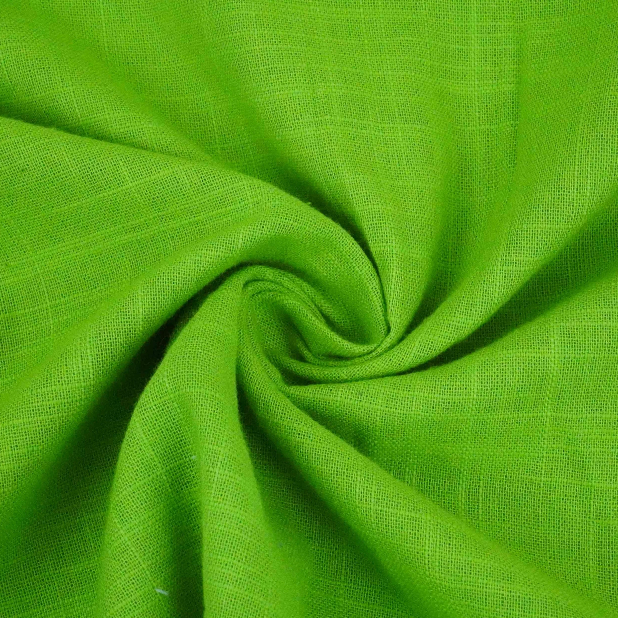 Parrot Green Solid Cotton Linen Slub Fabric SG-30363 - Image 4