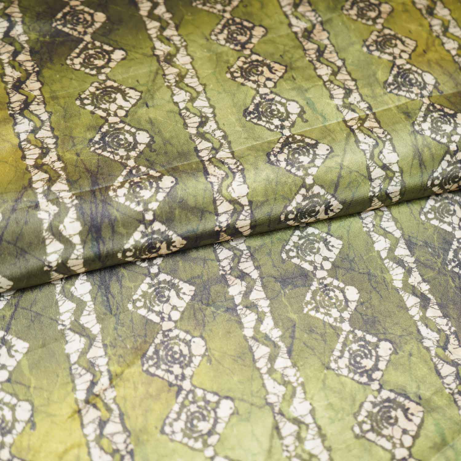 Parrot Green Strips Print Crepe Fabric GT-29188 - Image 3