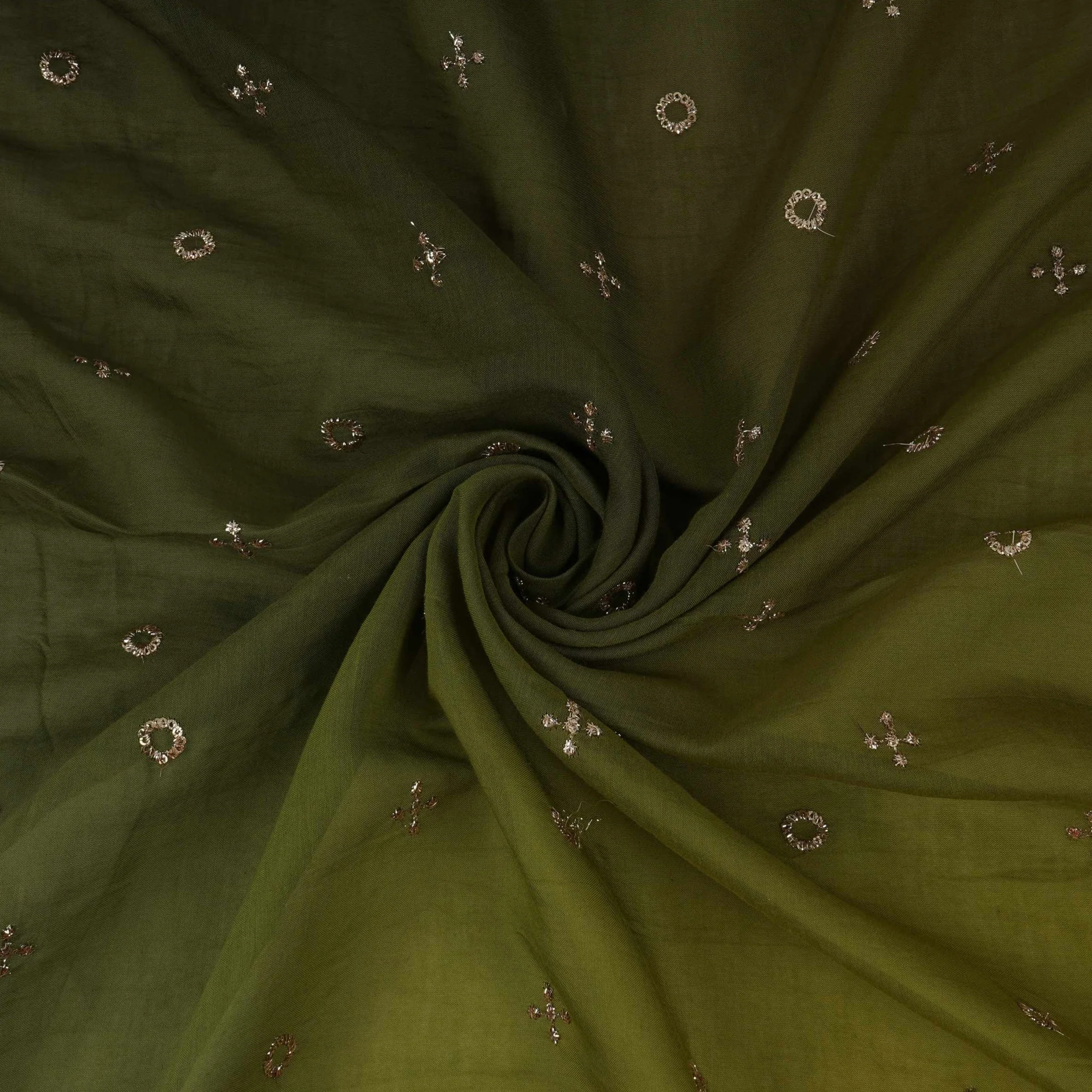 Parrot Green With Light Green 4D Geometrical Sequins Embroidery Malai Chanderi Fabric VF-32319 - Image 4