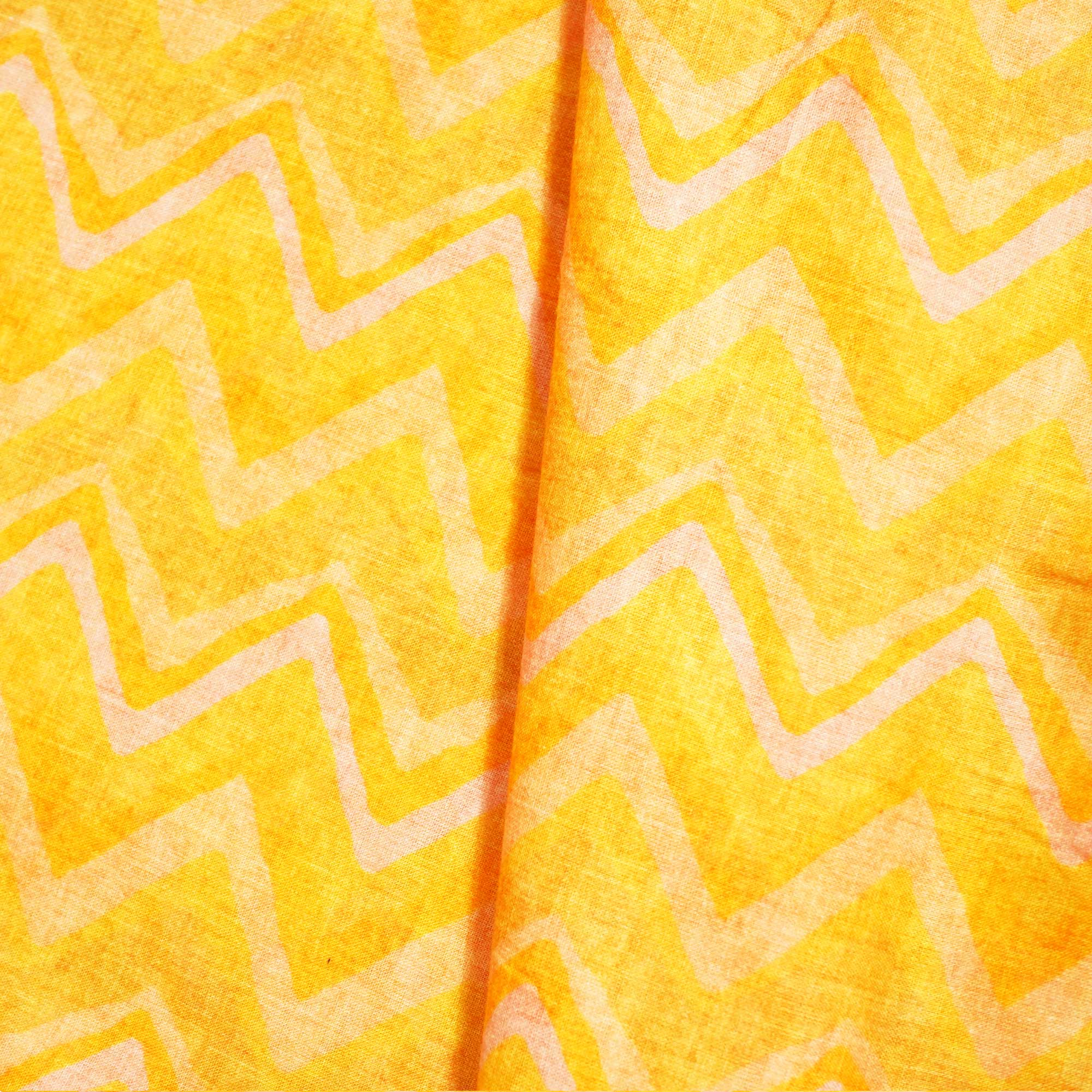 Peach & Multicolor Chevron Print Cotton Mulmul Fabric GT-25444 - Image 3