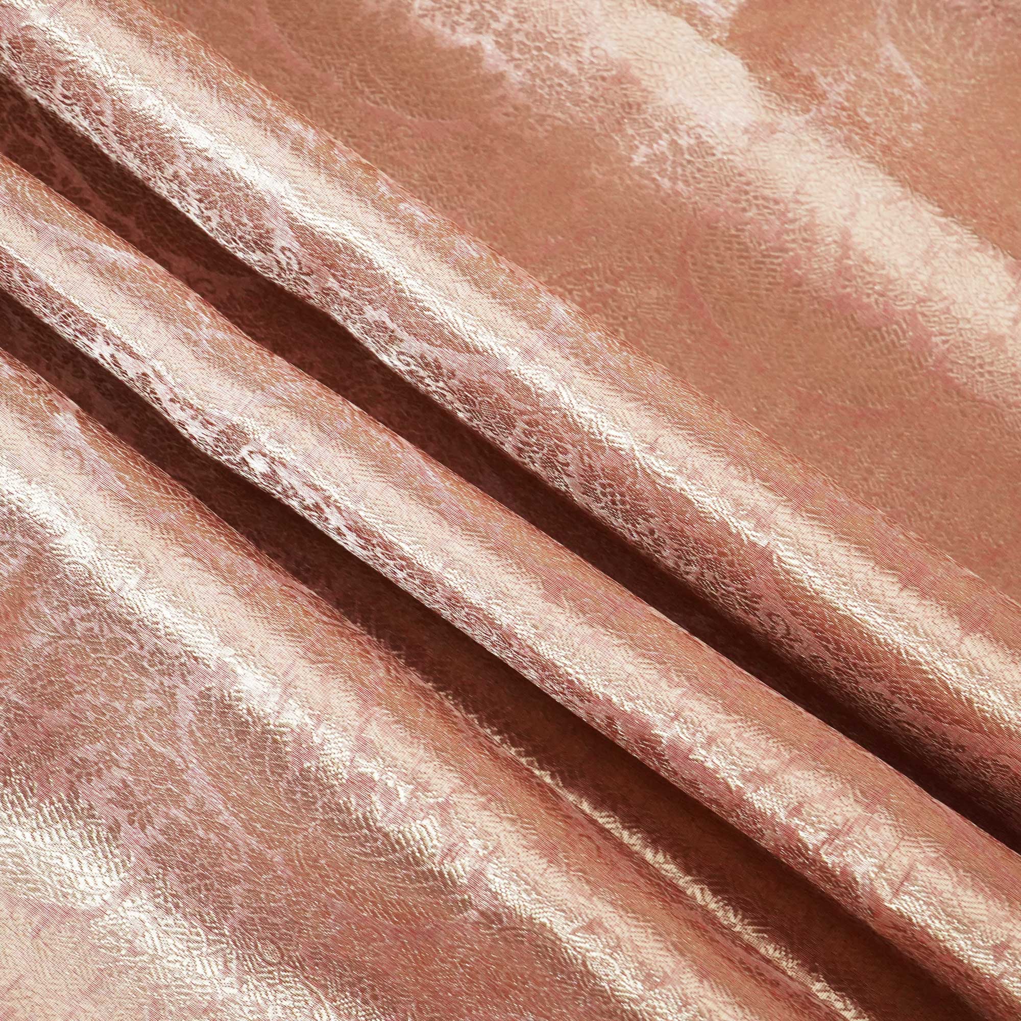 Peach Pink Floral Print Tissue Silk Fabric MS-24599 - Image 3
