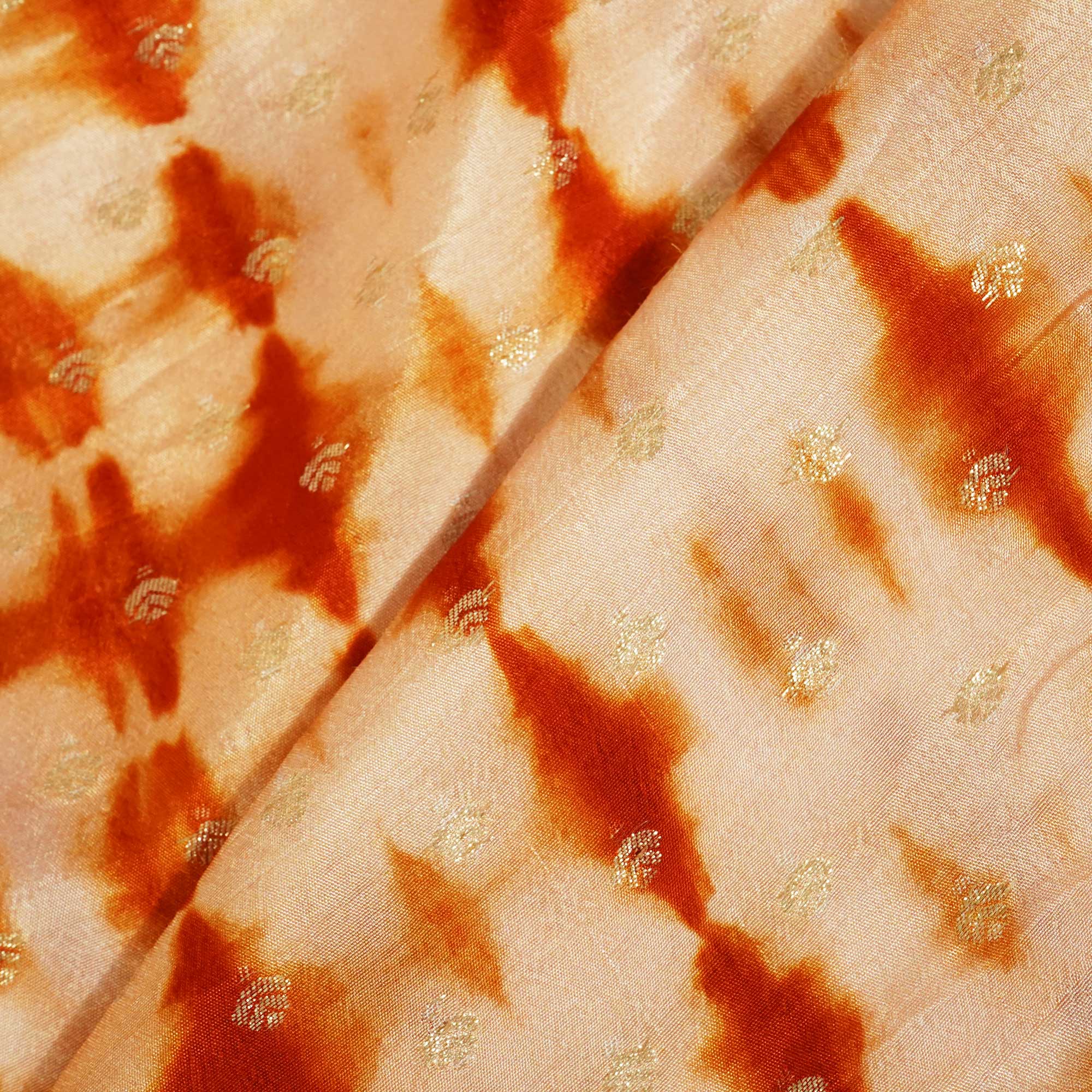 Peach Pink & Orange Shibhori Print Russian Jacquard BJ-12810 - Image 3