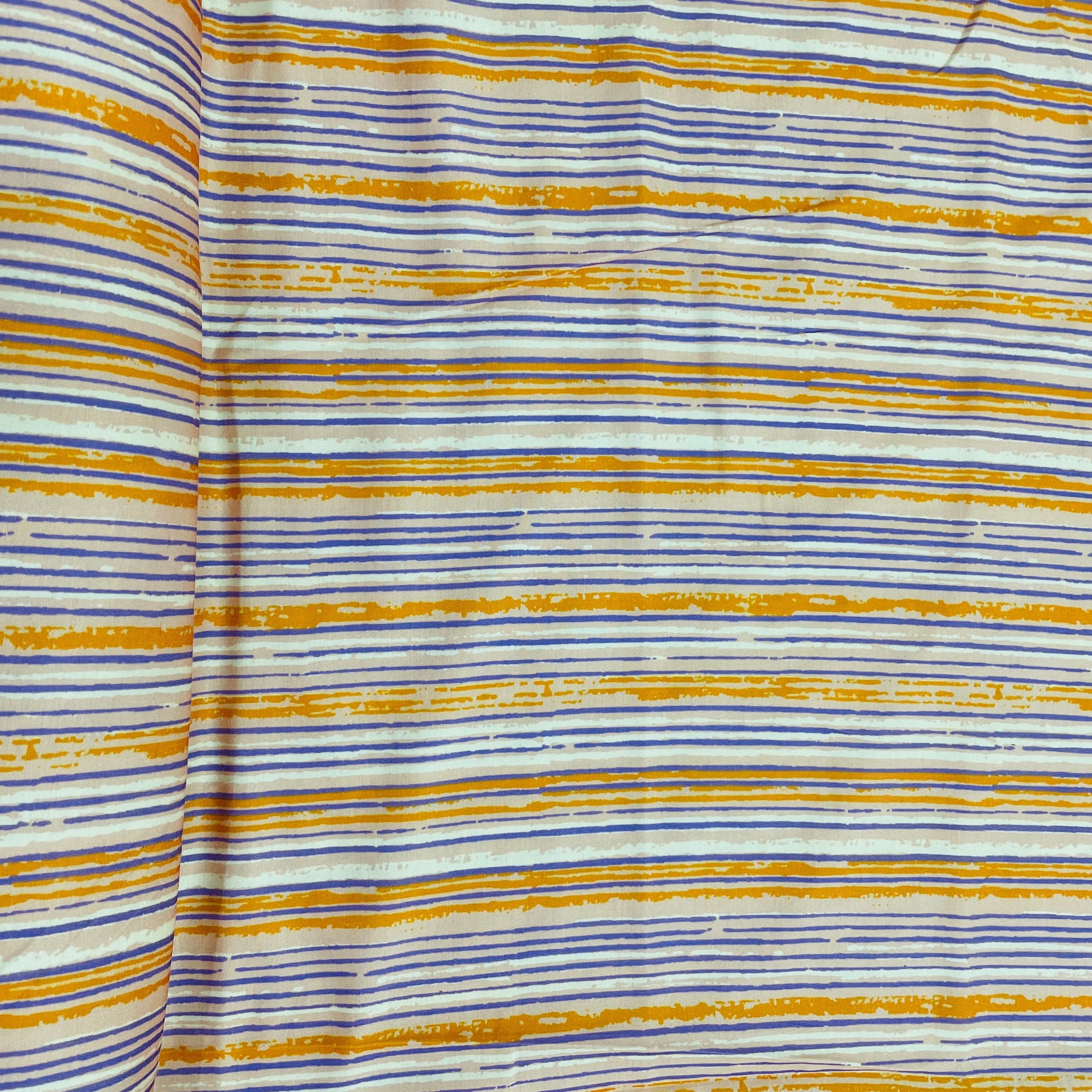 Peach Pink Purple Stripe Print Cotton Satin Fabric 3 - Image 3