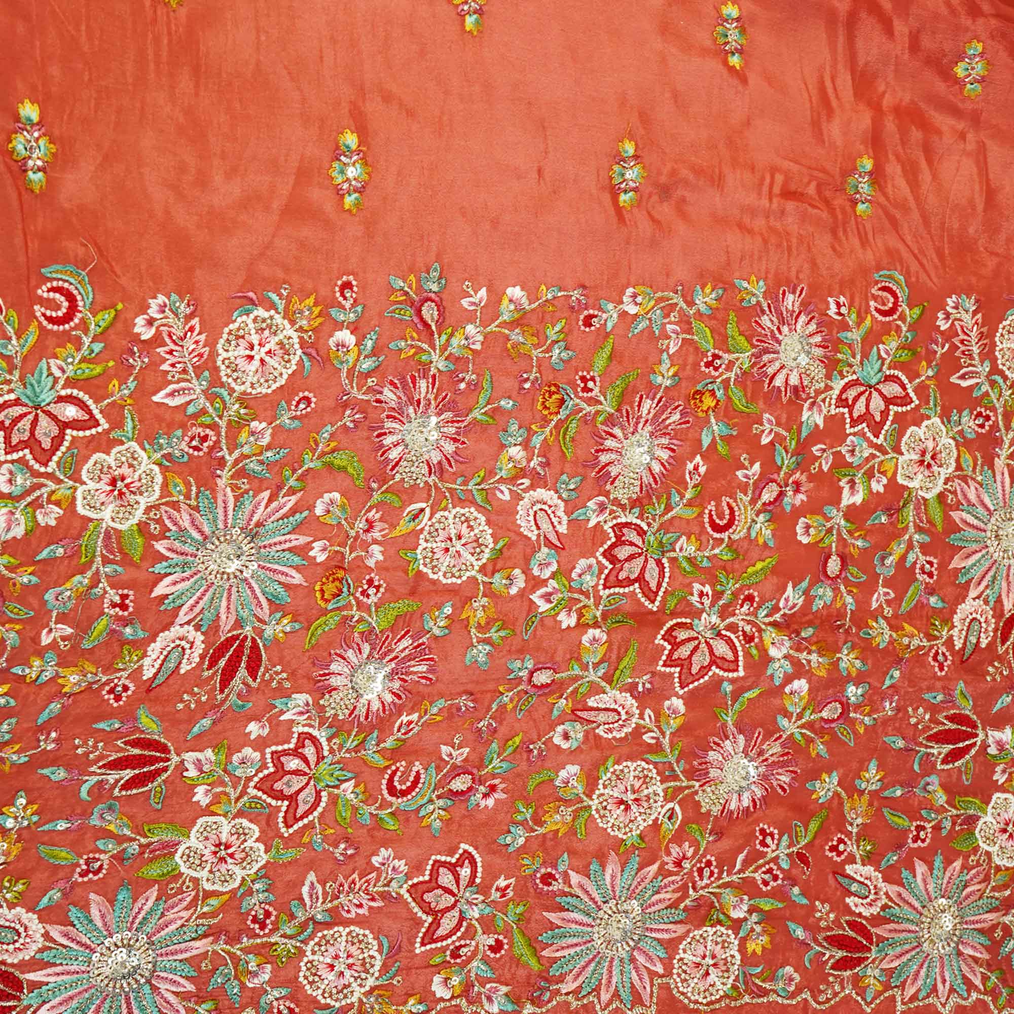 Peach Thread Embroidery Chinon Fabric RA-26955 - Image 4