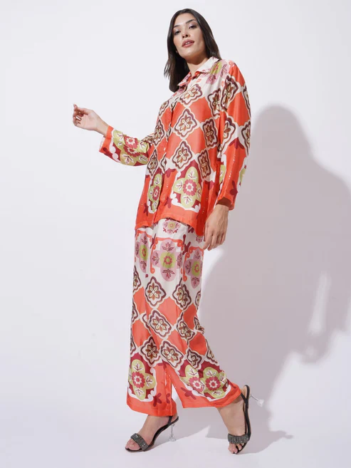 Peach with Multicolor floral Printed FIL-30102 - Image 2