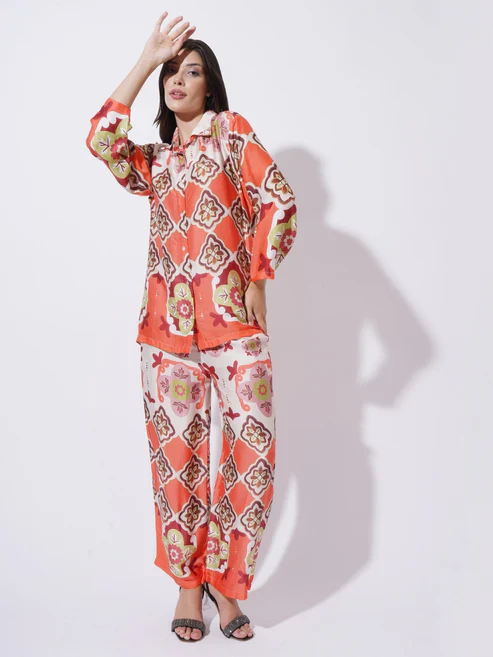 Peach with Multicolor floral Printed FIL-30102 - Image 4