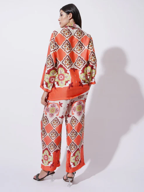 Peach with Multicolor floral Printed FIL-30102 - Image 5