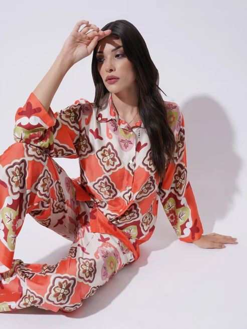 Peach with Multicolor floral Printed FIL-30102 - Image 6