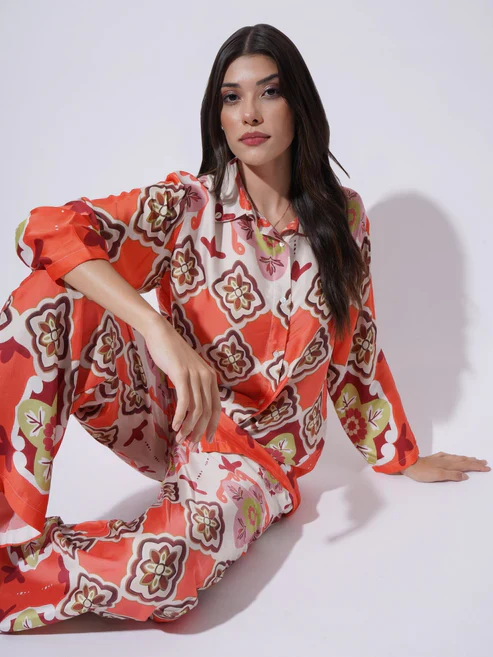 Peach with Multicolor floral Printed FIL-30102 - Image 7