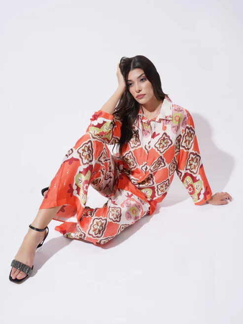 Peach with Multicolor floral Printed FIL-30102 - Image 8