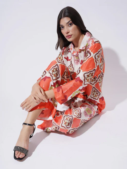Peach with Multicolor floral Printed FIL-30102 - Image 9