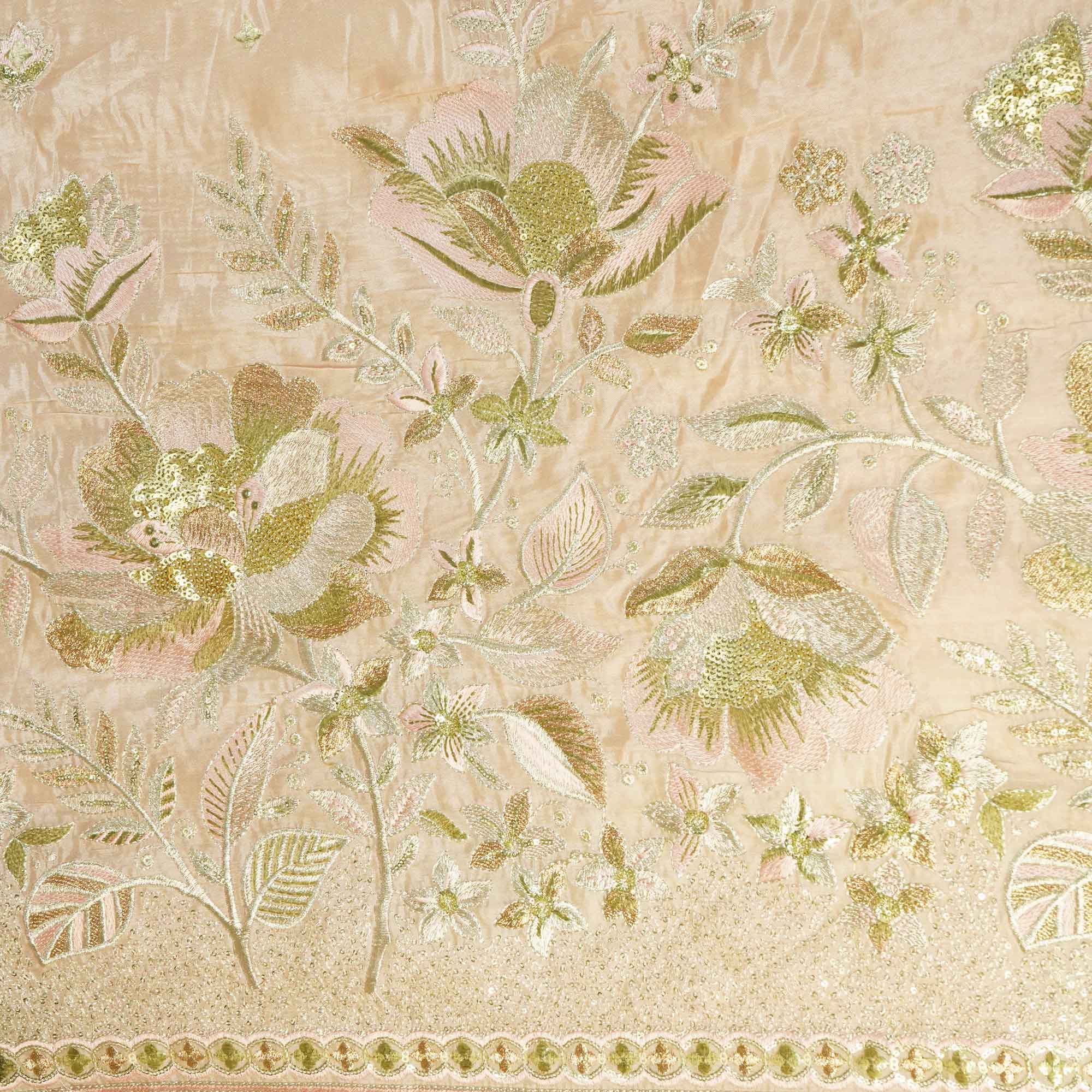 Peach Zari Embroidery Sequence Glass Tissue KF-27198 - Image 4