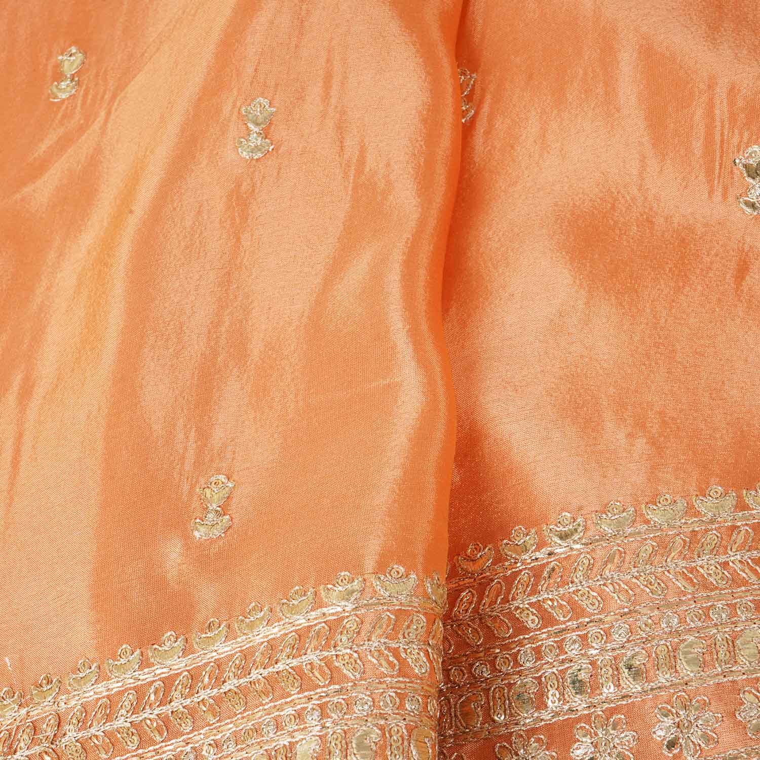 Peach Zari Embroidery Tissue Fabric SC-27823 - Image 3