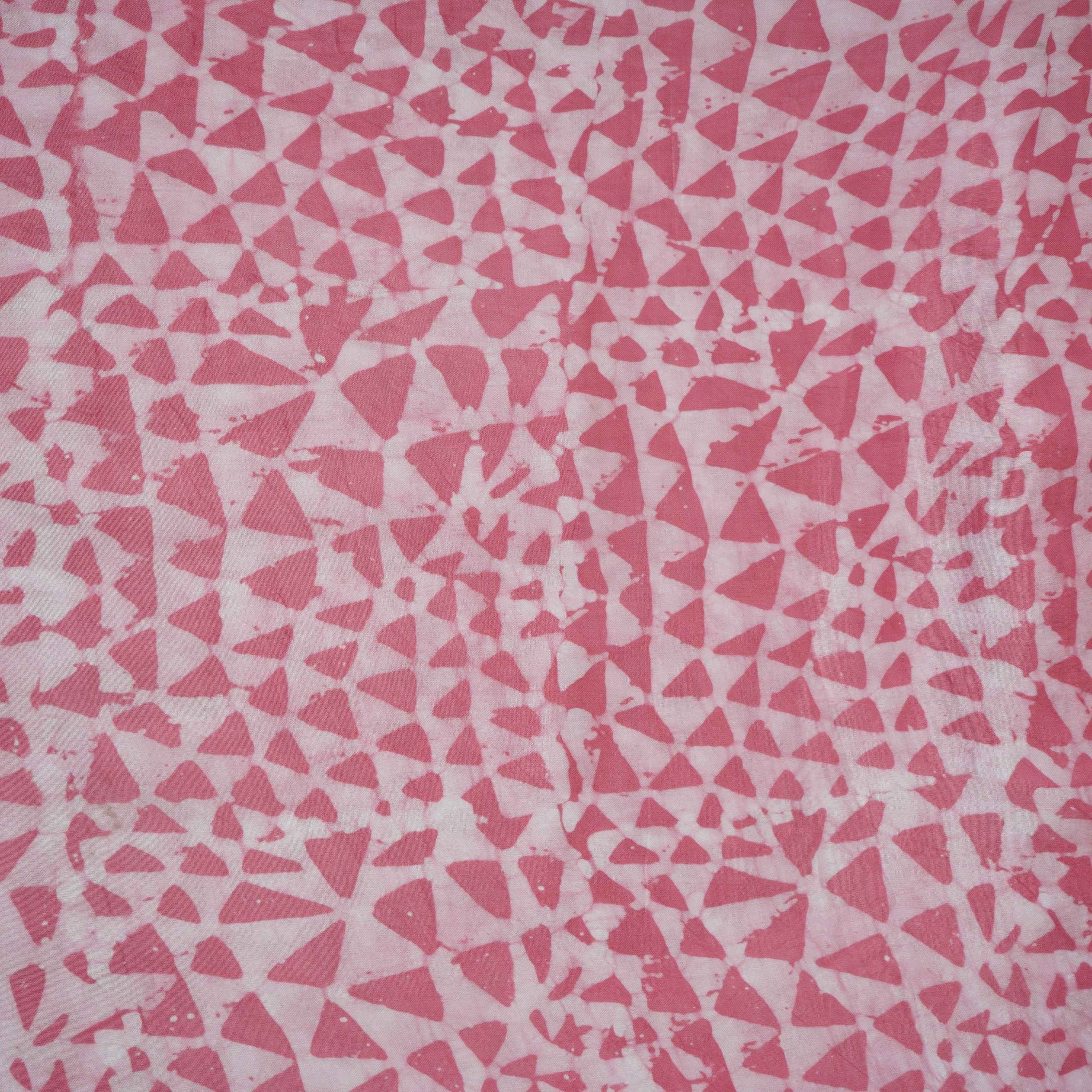 Pink Abstract Batik Print Modal Satin Fabric EEG-32483 - Image 2