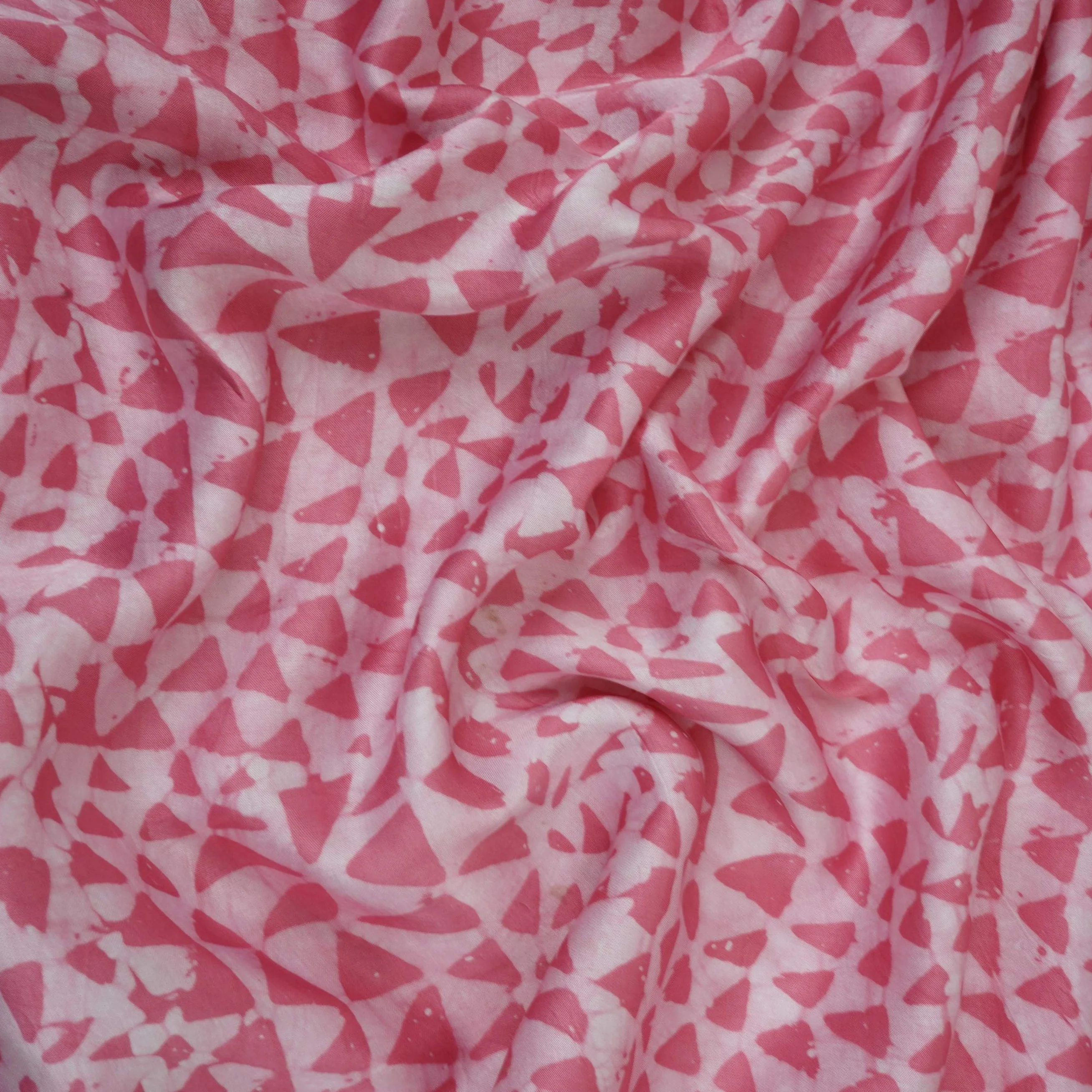 Pink Abstract Batik Print Modal Satin Fabric EEG-32483 - Image 3
