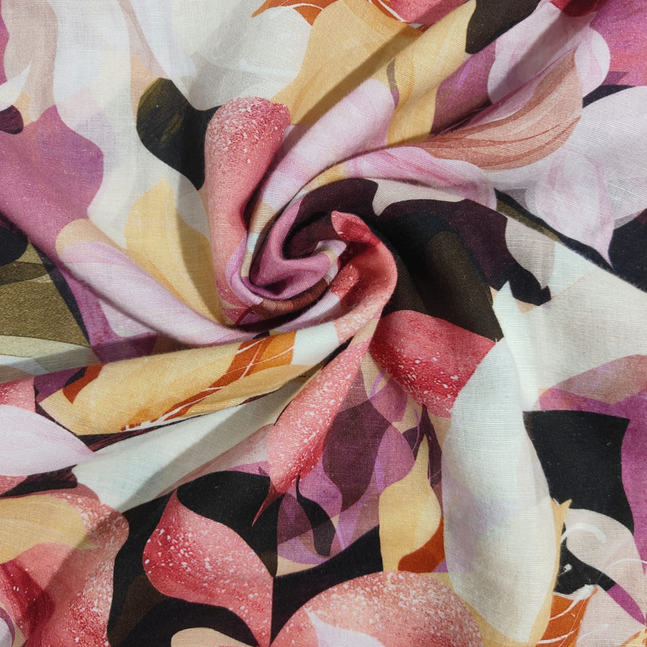 Pink Abstract Print Cotton Satin 17559