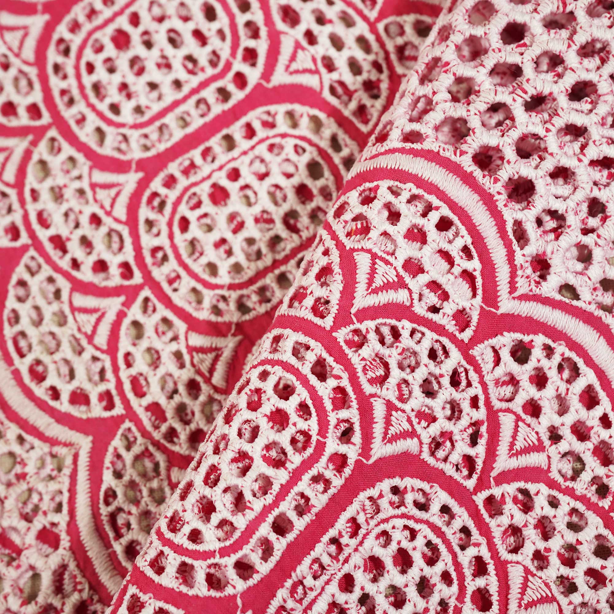 Pink & White Schiffli Embroidery Cotton TU-6436 - Image 3