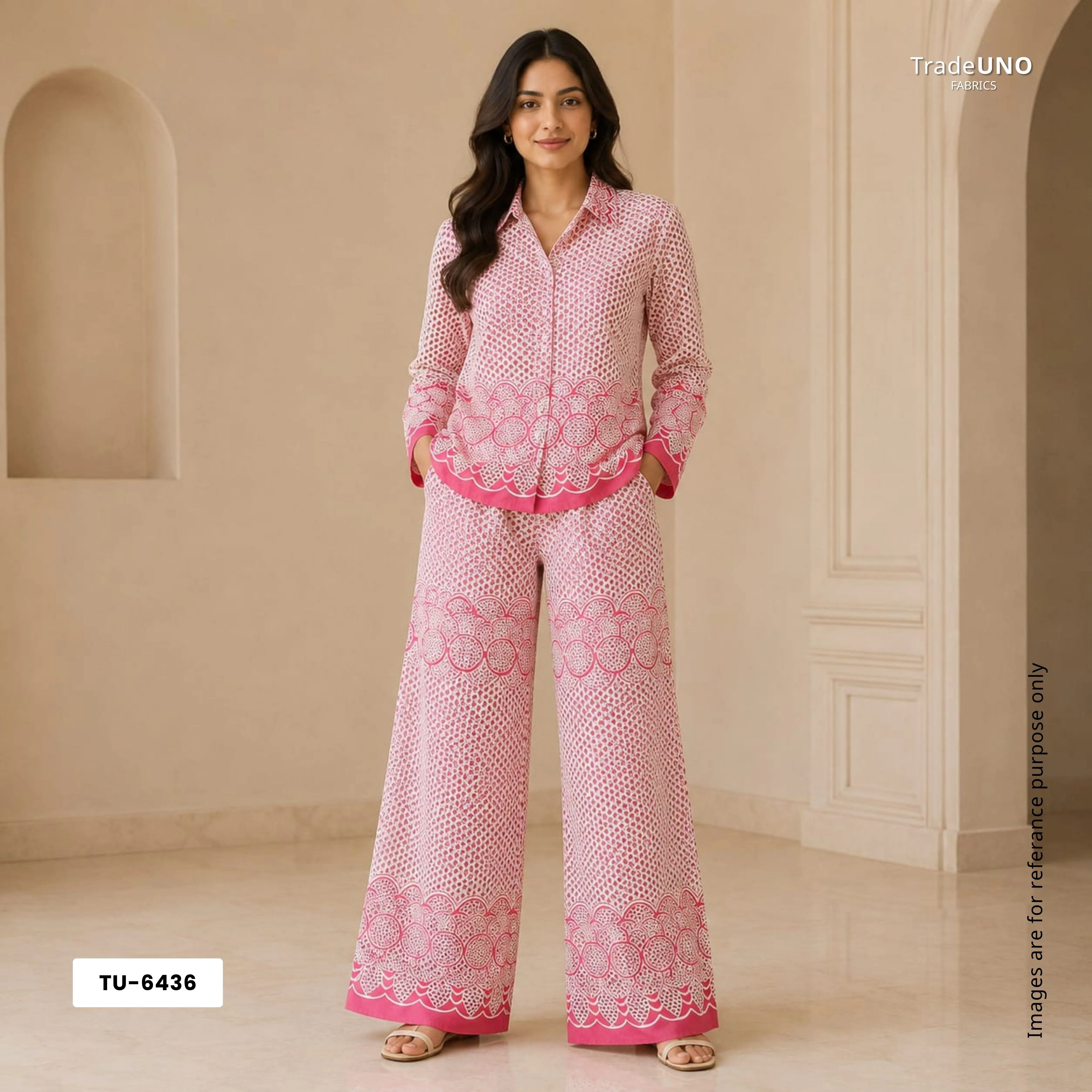 Pink & White Schiffli Embroidery Cotton TU-6436 - Image 5