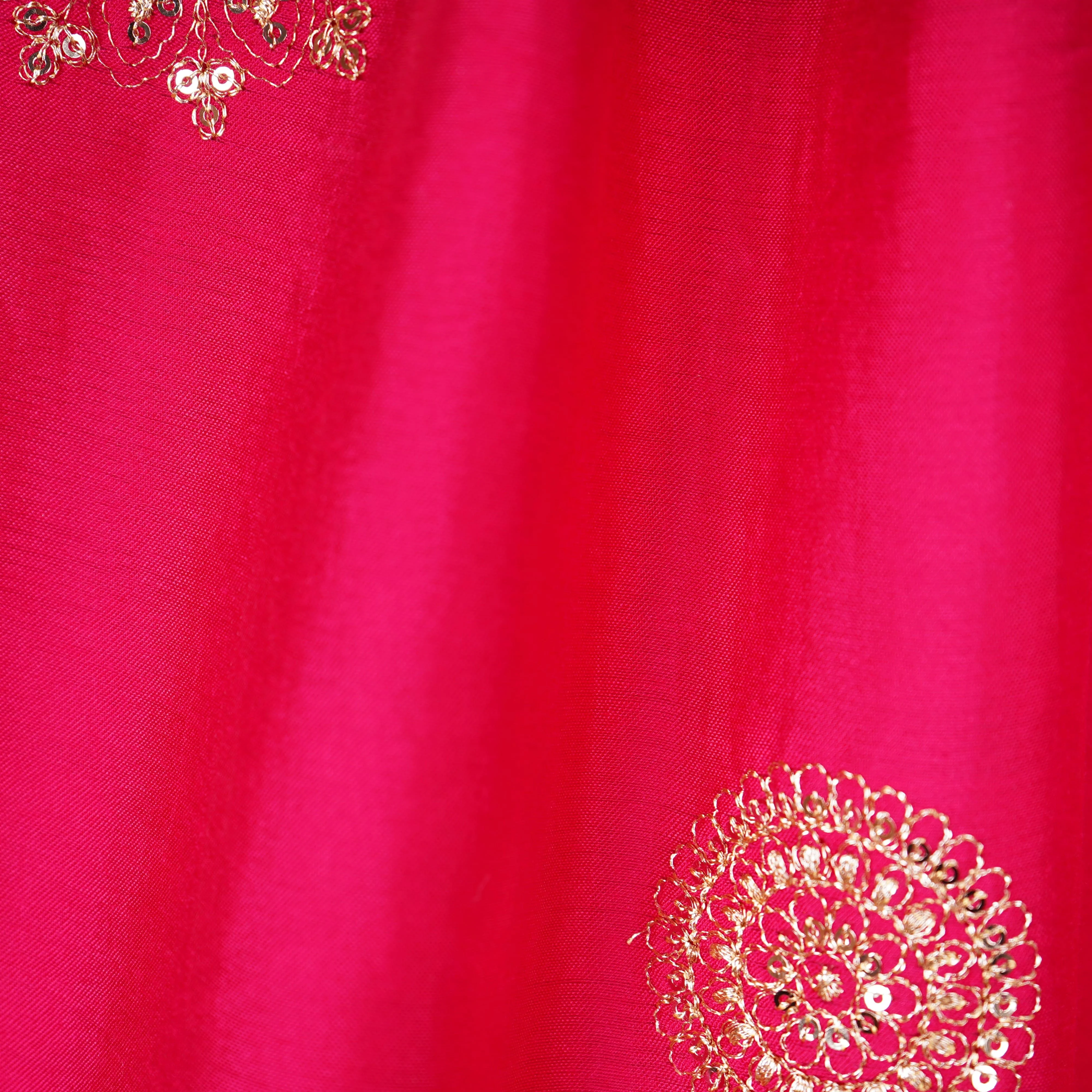 Pink Bandhani Zari Sequin embroidery Cotton Silk Dupatta - Image 5