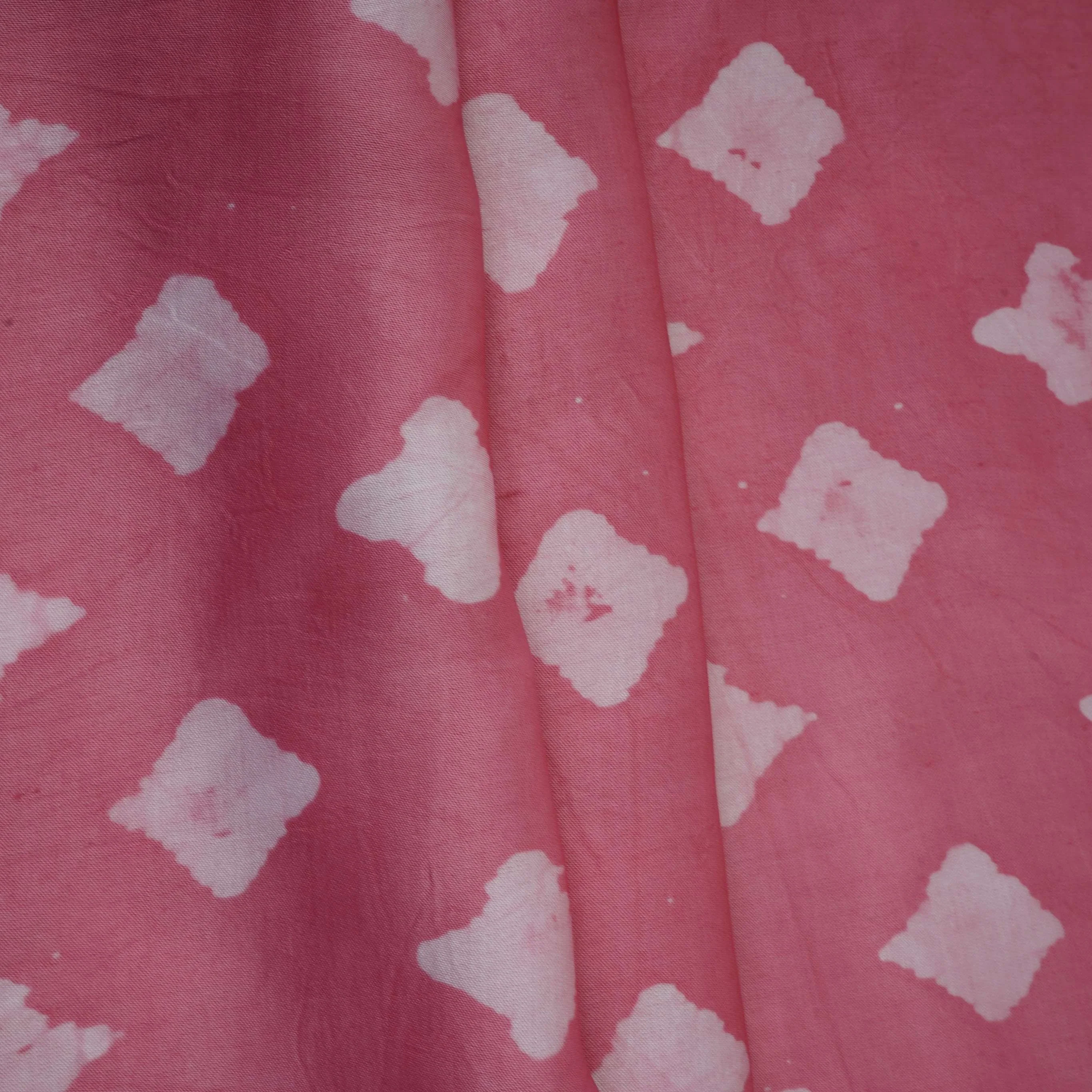 Pink Block Batik Print Modal Satin Fabric EEG-32481 - Image 5