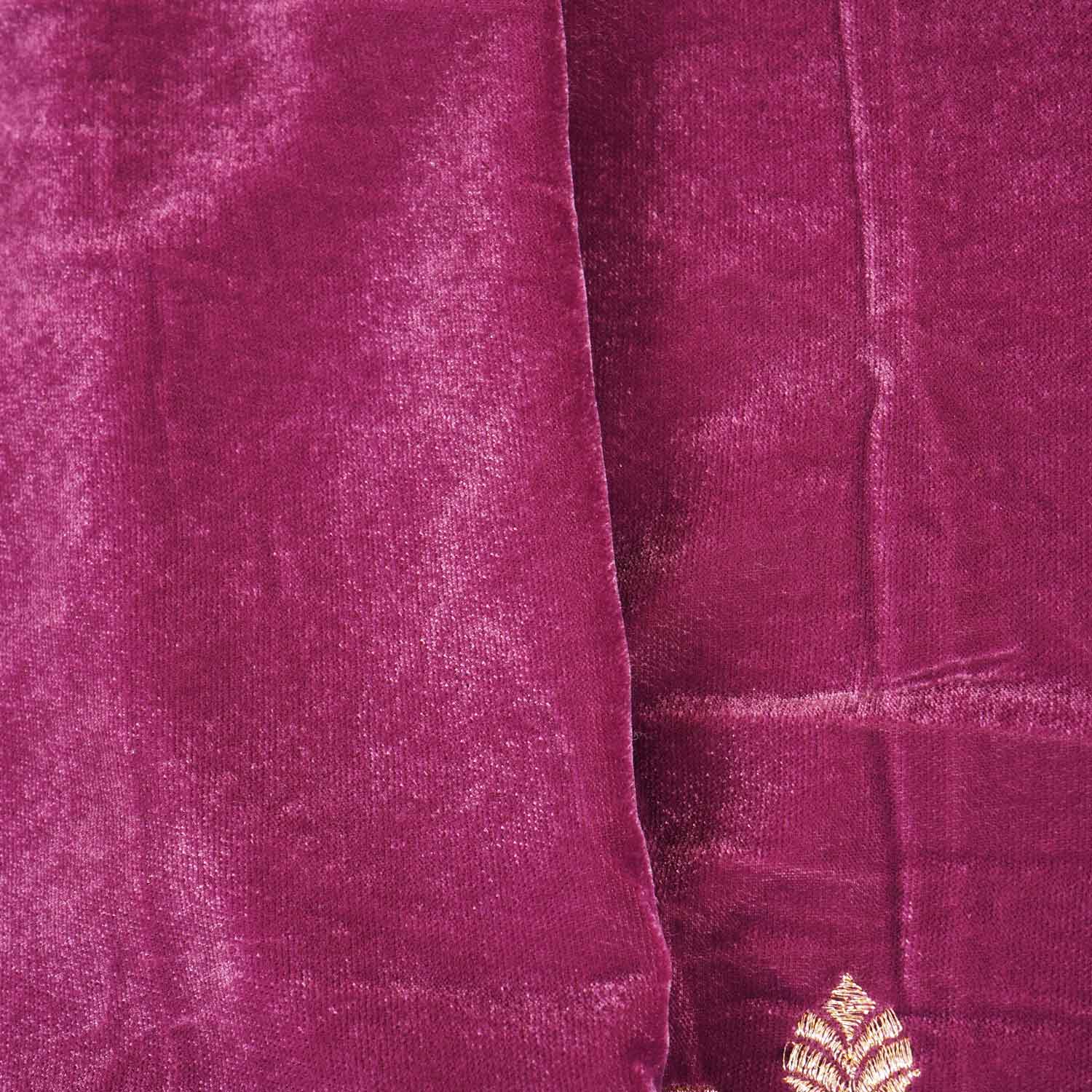 Pink Border Work Cutdana Velvet 9000 Fabric SC-28254 - Image 3