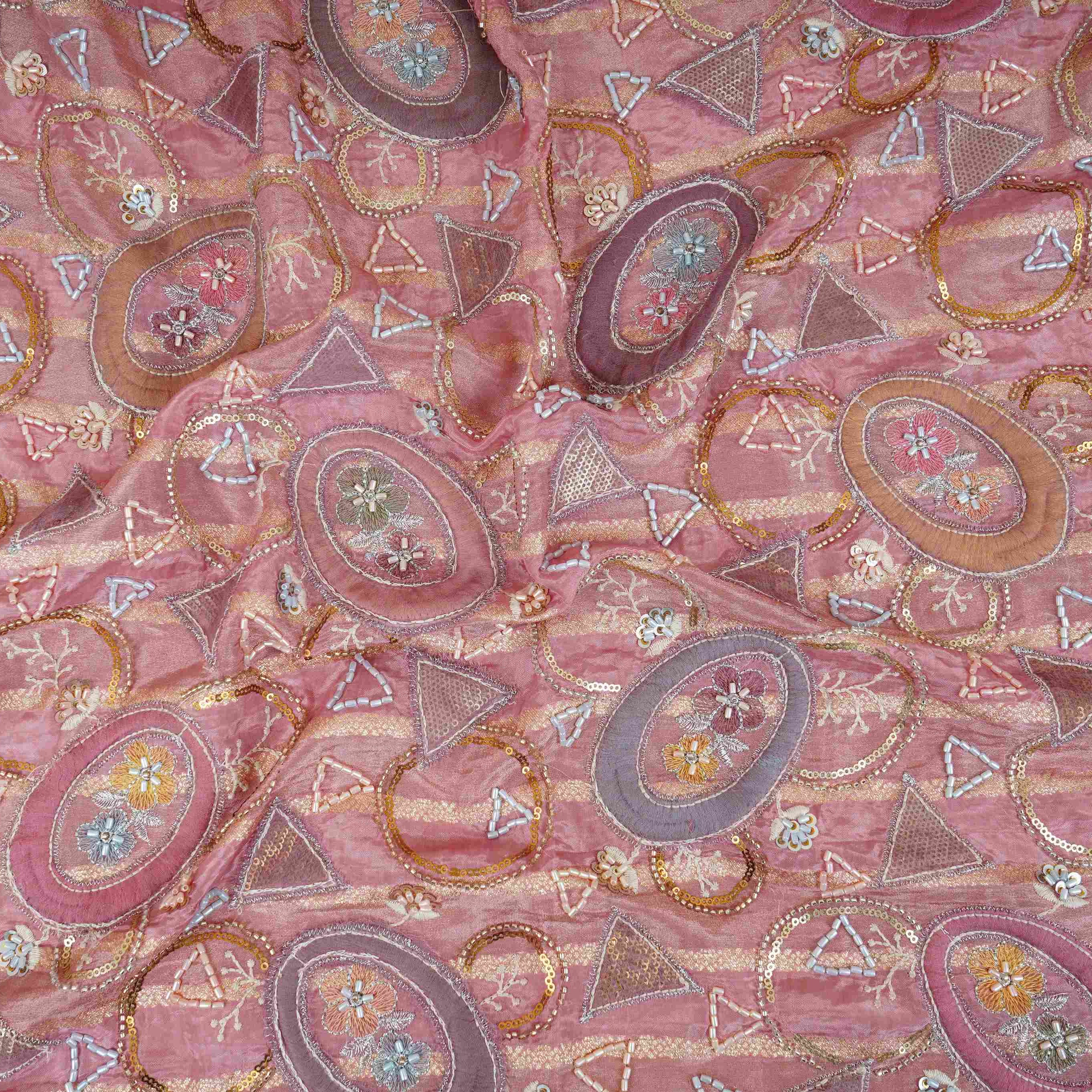 Pink Cutdana Premium Embroidery Tissue Fabric GTS-30044 - Image 2