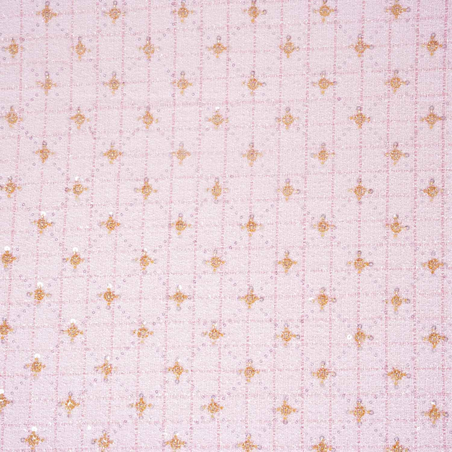 Pink Cutdana Tweed Fabric AF-27964 - Image 4