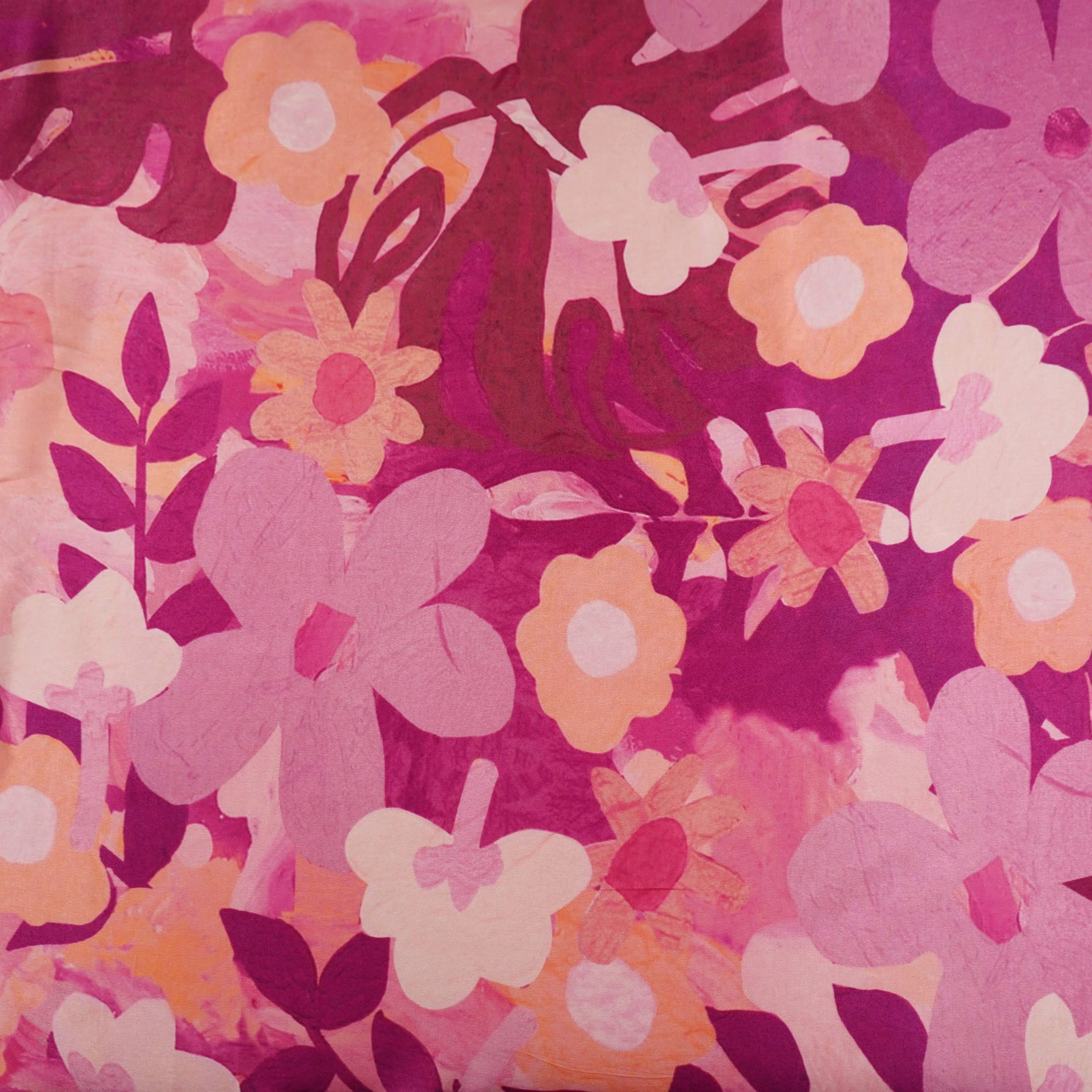 Pink floral print Bemberg Modal Silk Fabric KTP-31418 - Image 2