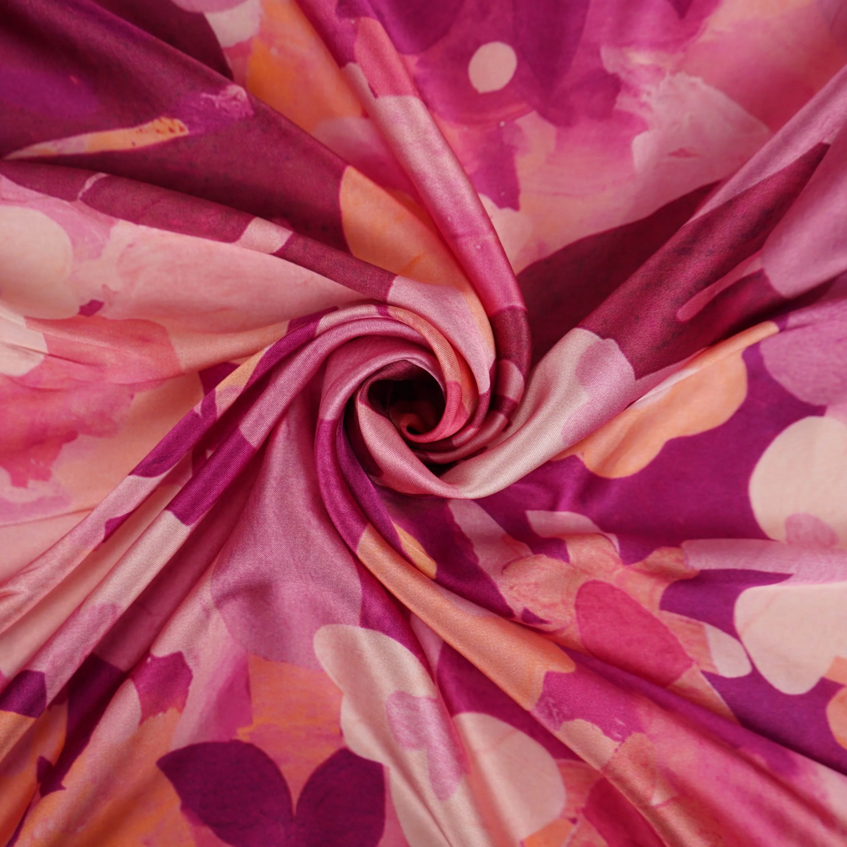 Pink floral print Bemberg Modal Silk Fabric KTP-31418 - Image 4