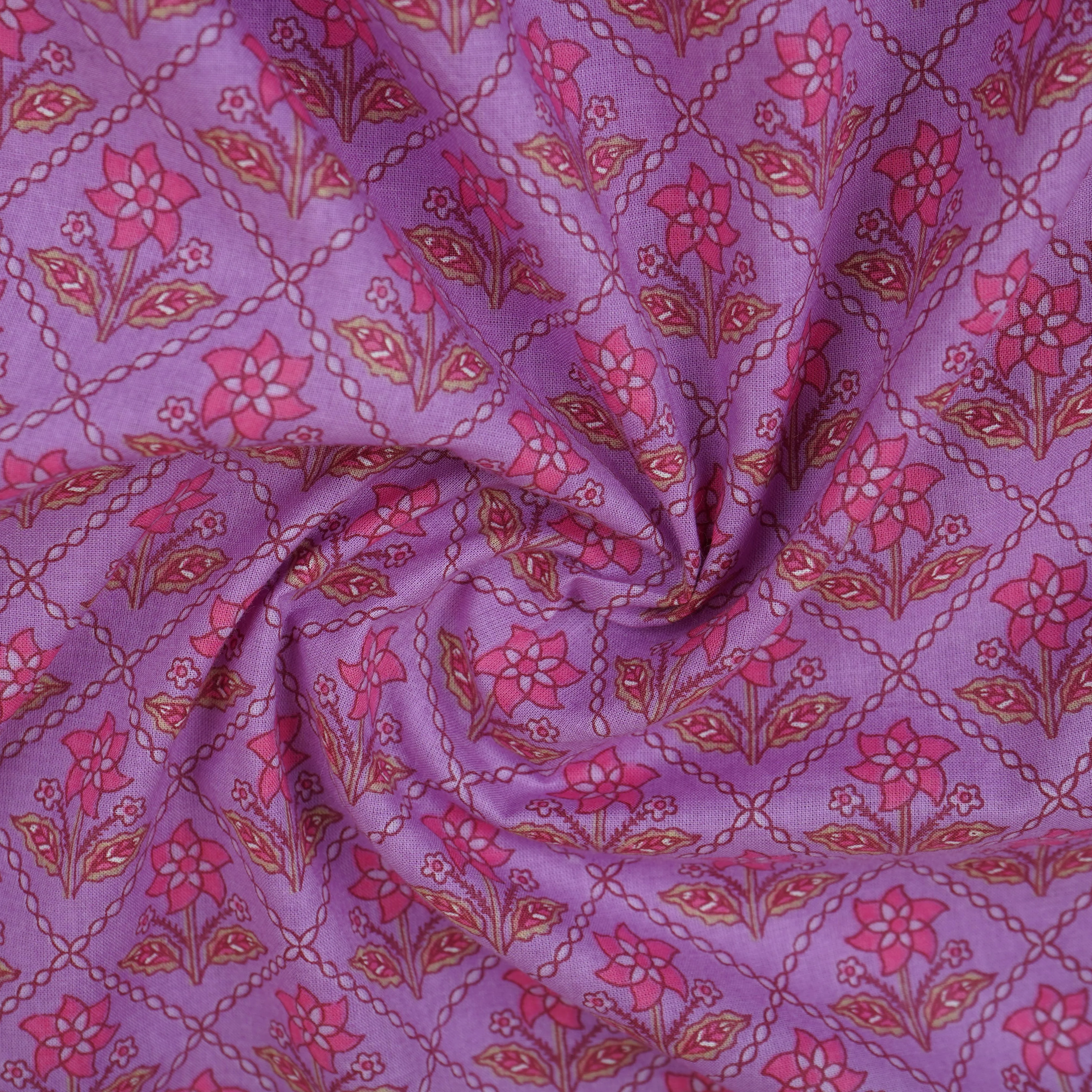 Pink Floral Print Cotton Fabric AFI-29531 - Image 2