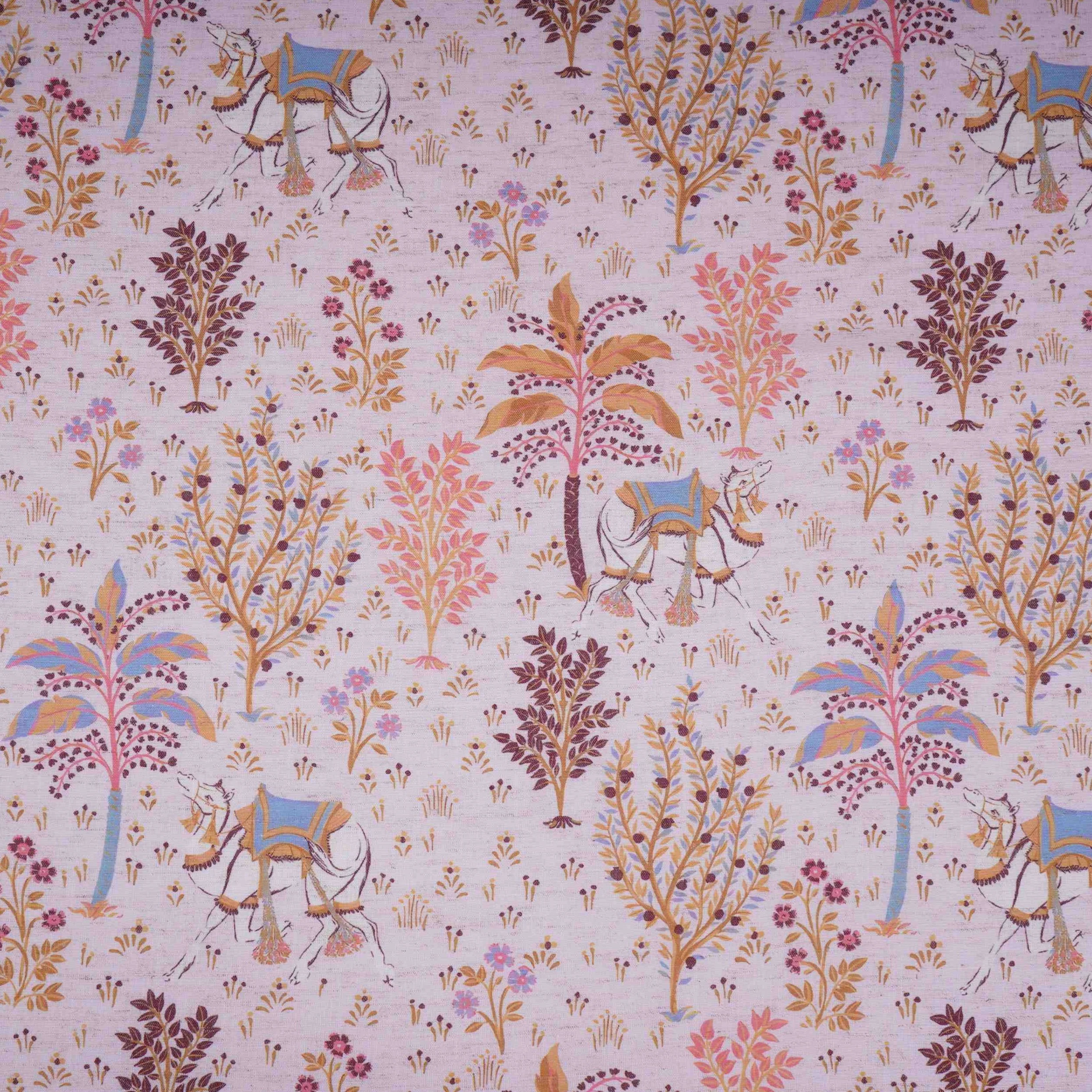 Pink floral print Cotton Linen Fabric DE-32146 - Image 2