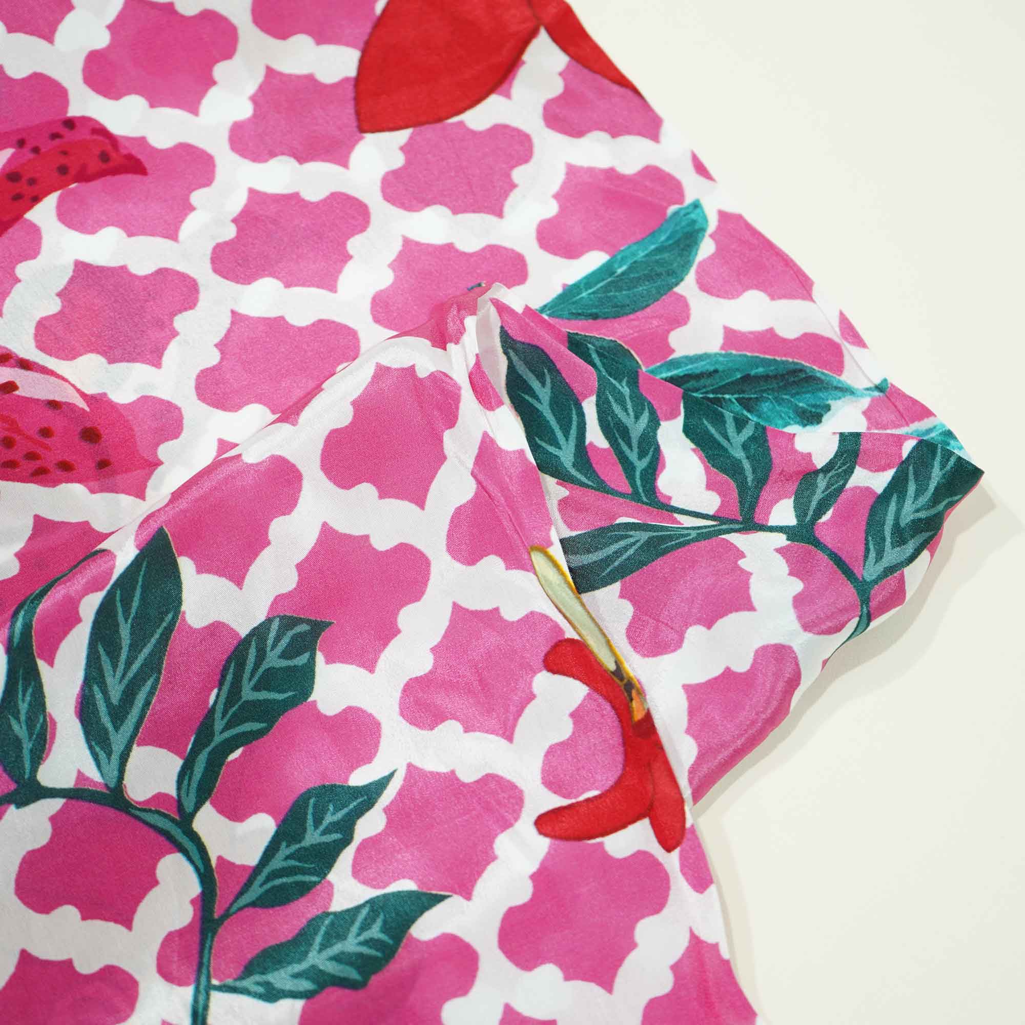 Pink Floral Print Crepe Fabric 1451 18138 - Image 2