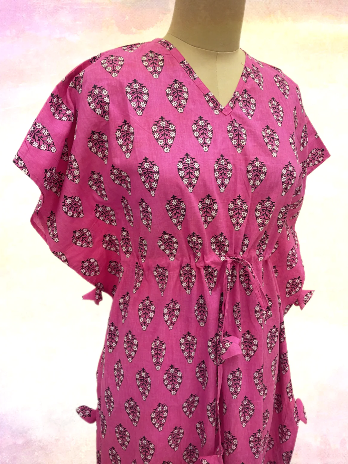 Pink Floral Print Kaftan - Image 2
