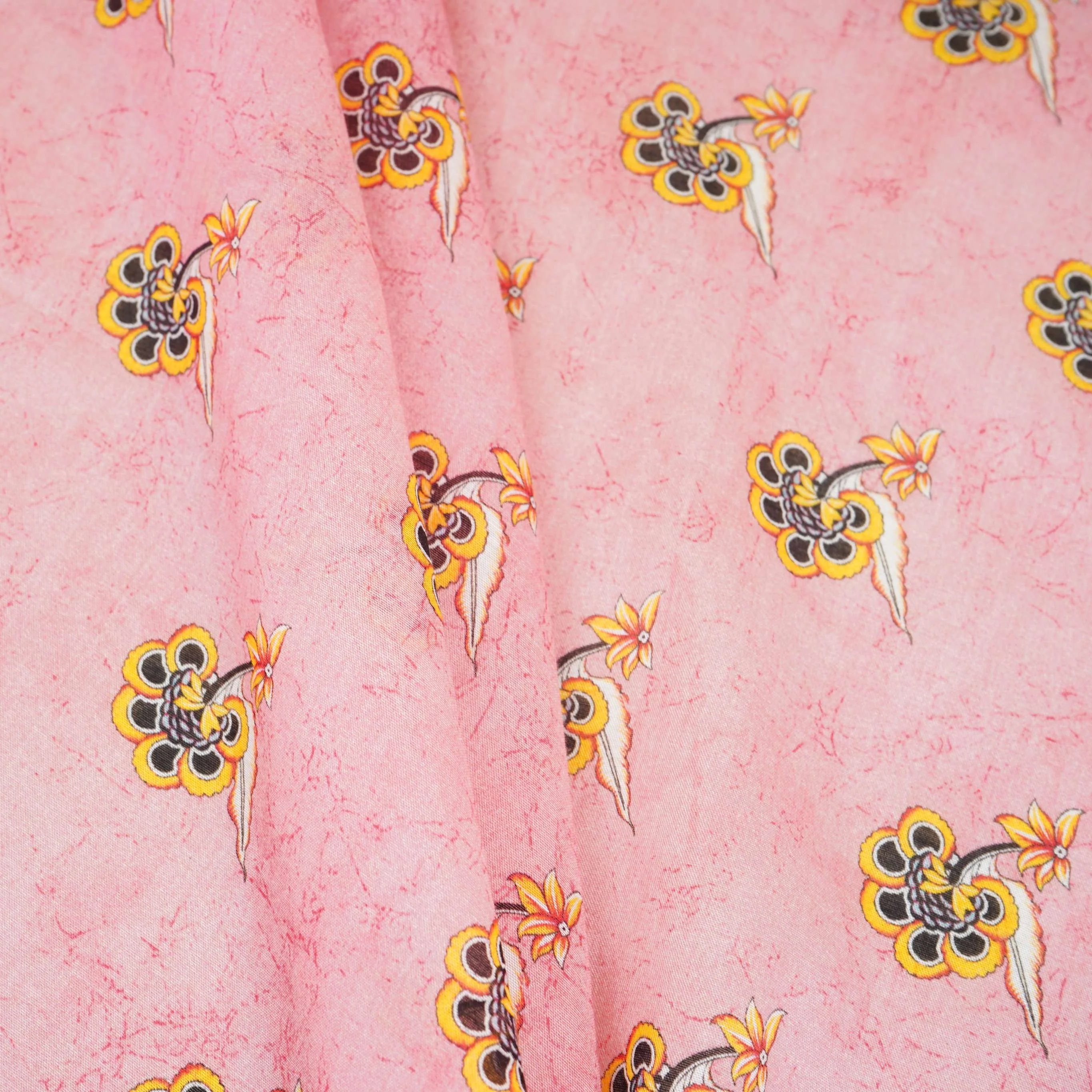 Pink Floral Print Mul Chanderi Fabric VF-30609 - Image 5