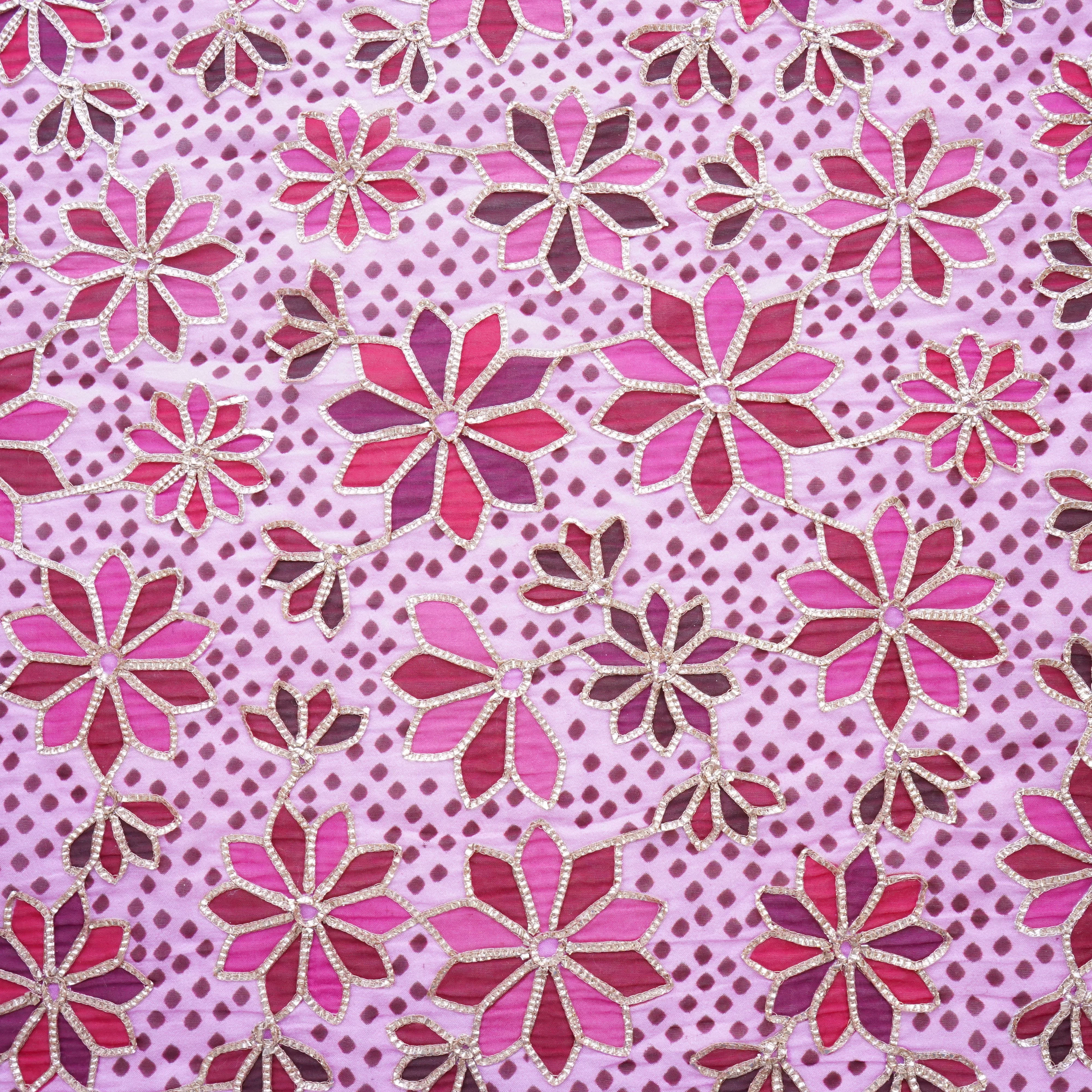 Pink Gota Embroidery Organza Fabric 15882 - Image 2