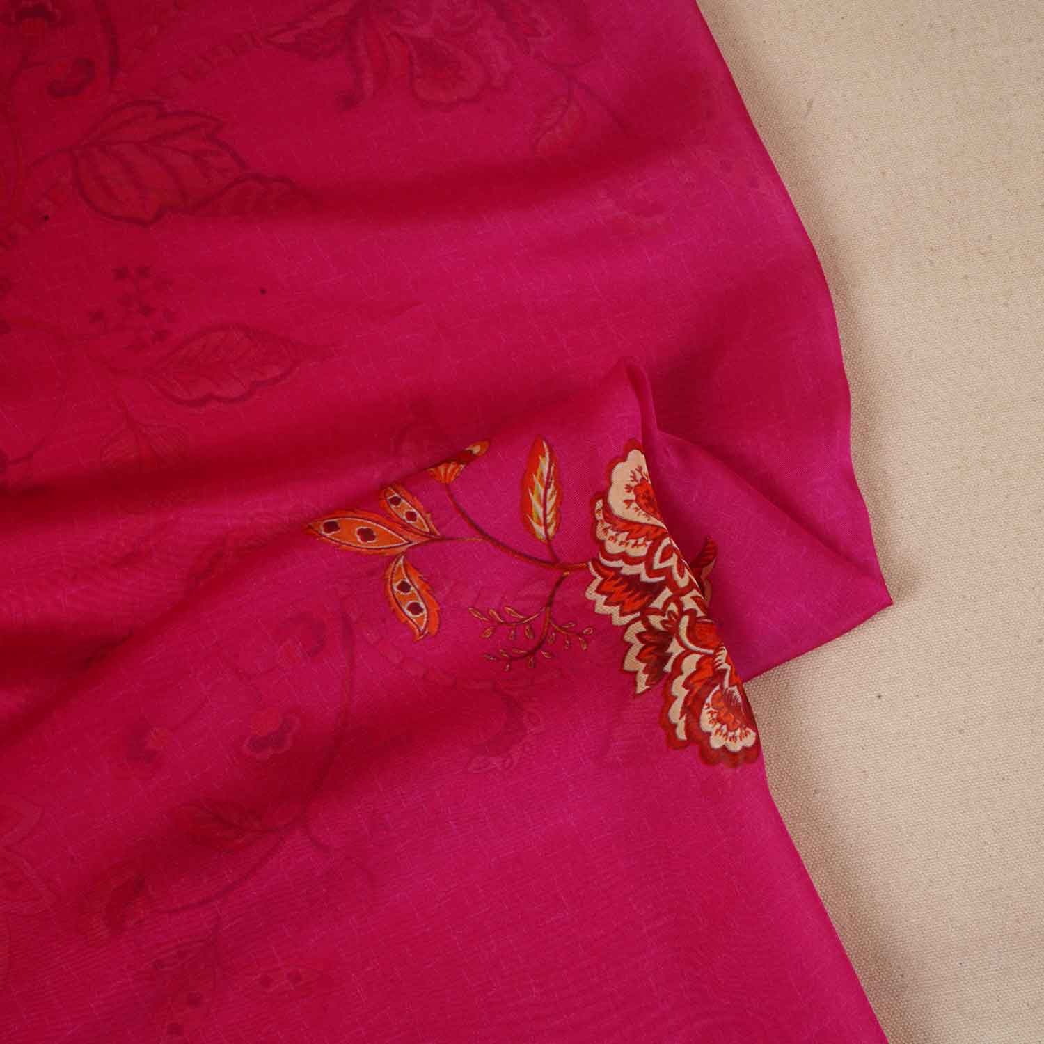 Pink & Lavender Shaded Floral Print Organza Fabric MT-28246 - Image 2