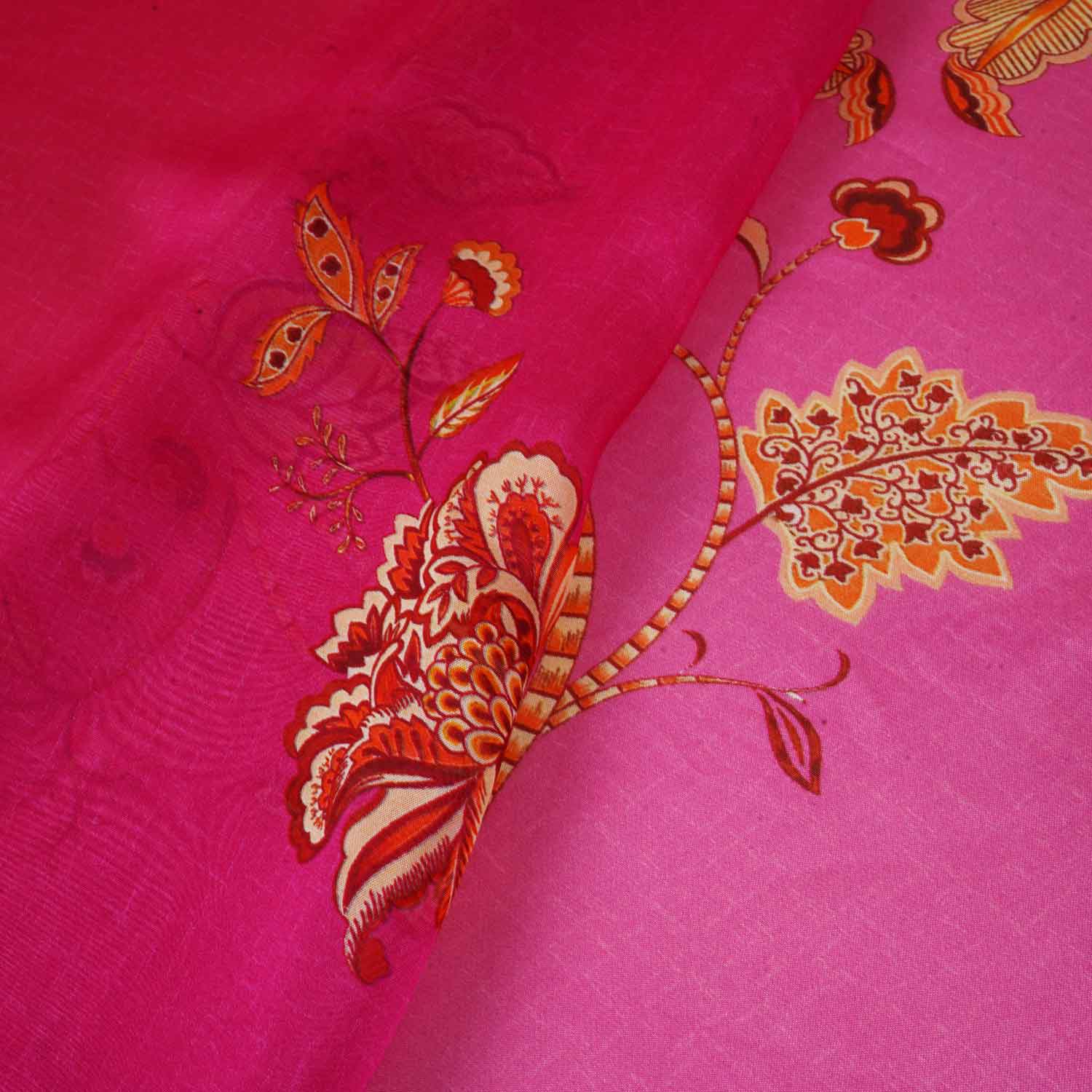 Pink & Lavender Shaded Floral Print Organza Fabric MT-28246 - Image 3
