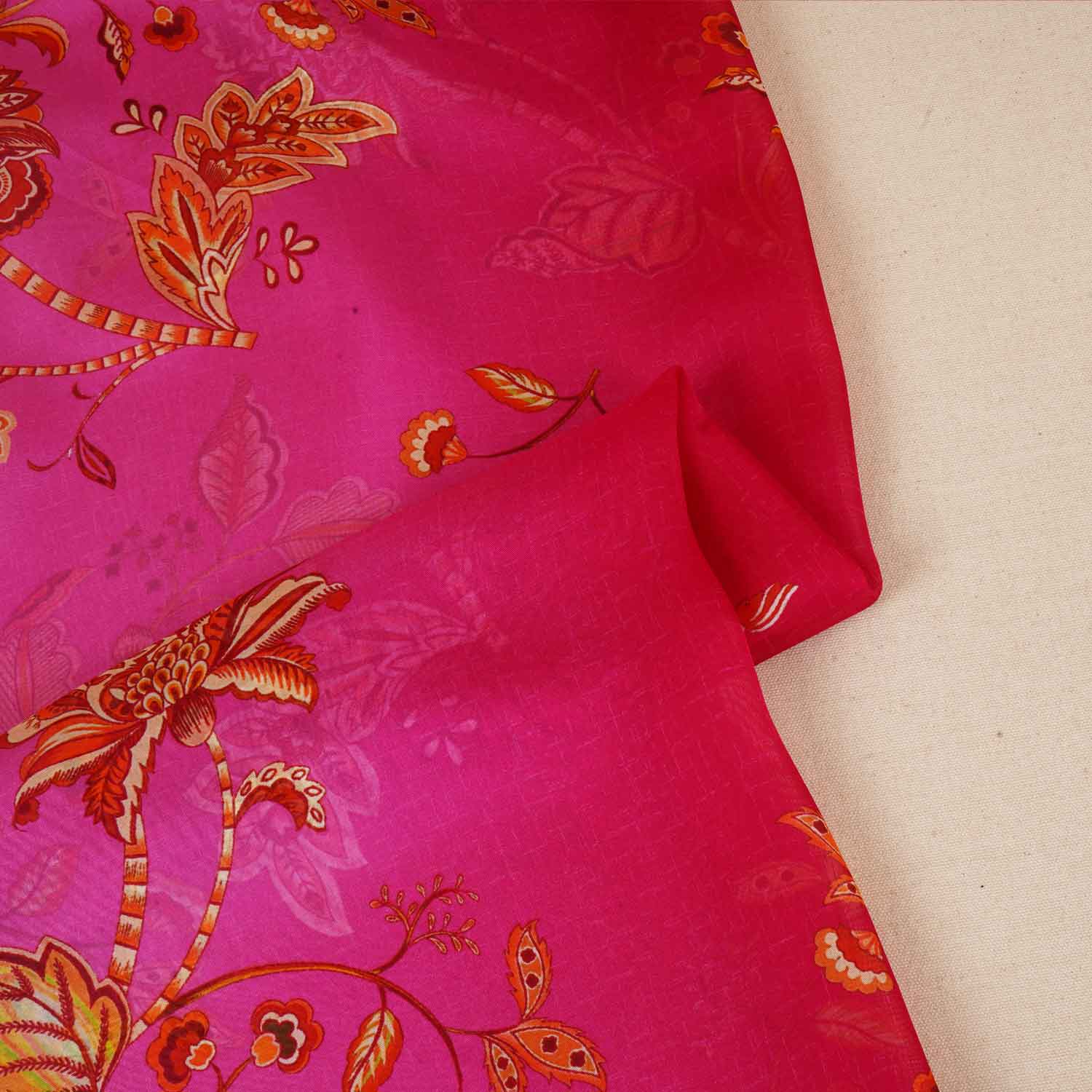 Pink & Lavender Shaded Floral Print Organza Fabric MT-28248 - Image 2