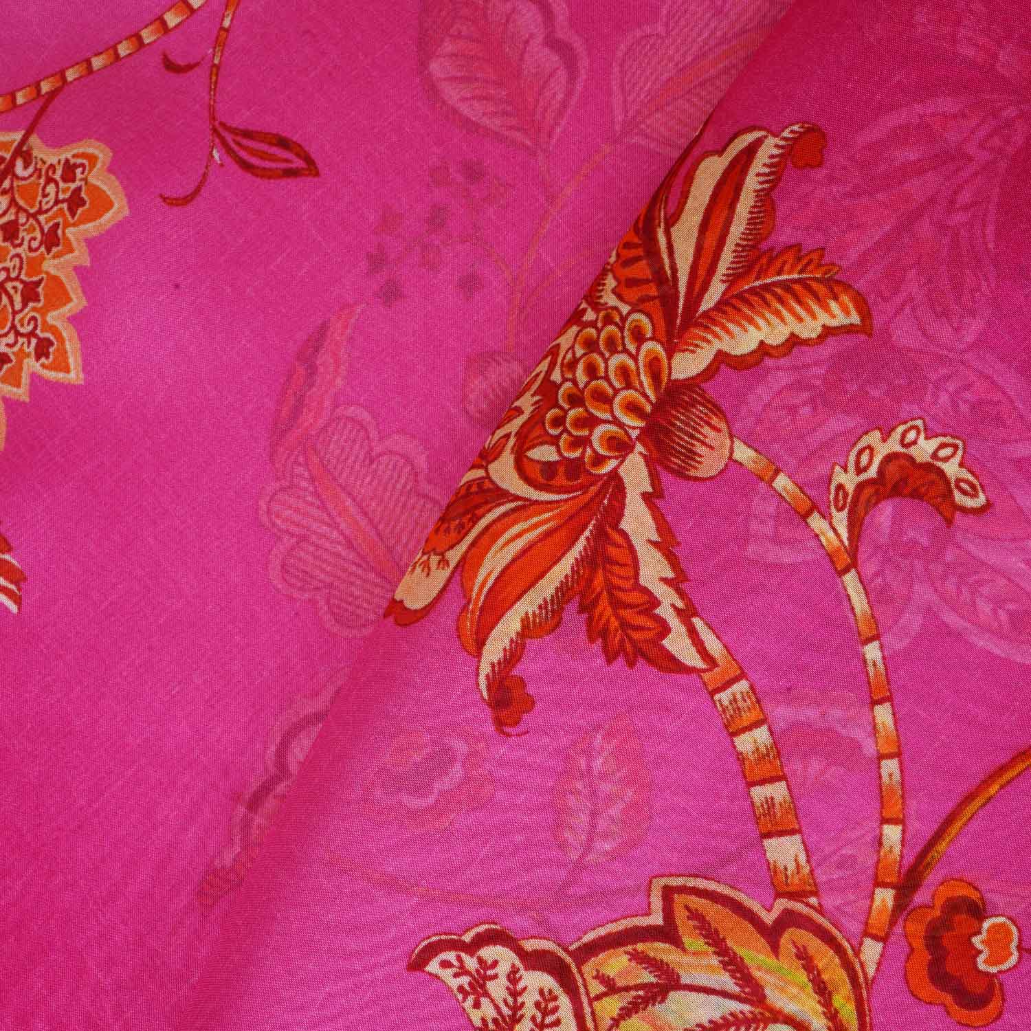 Pink & Lavender Shaded Floral Print Organza Fabric MT-28248 - Image 3
