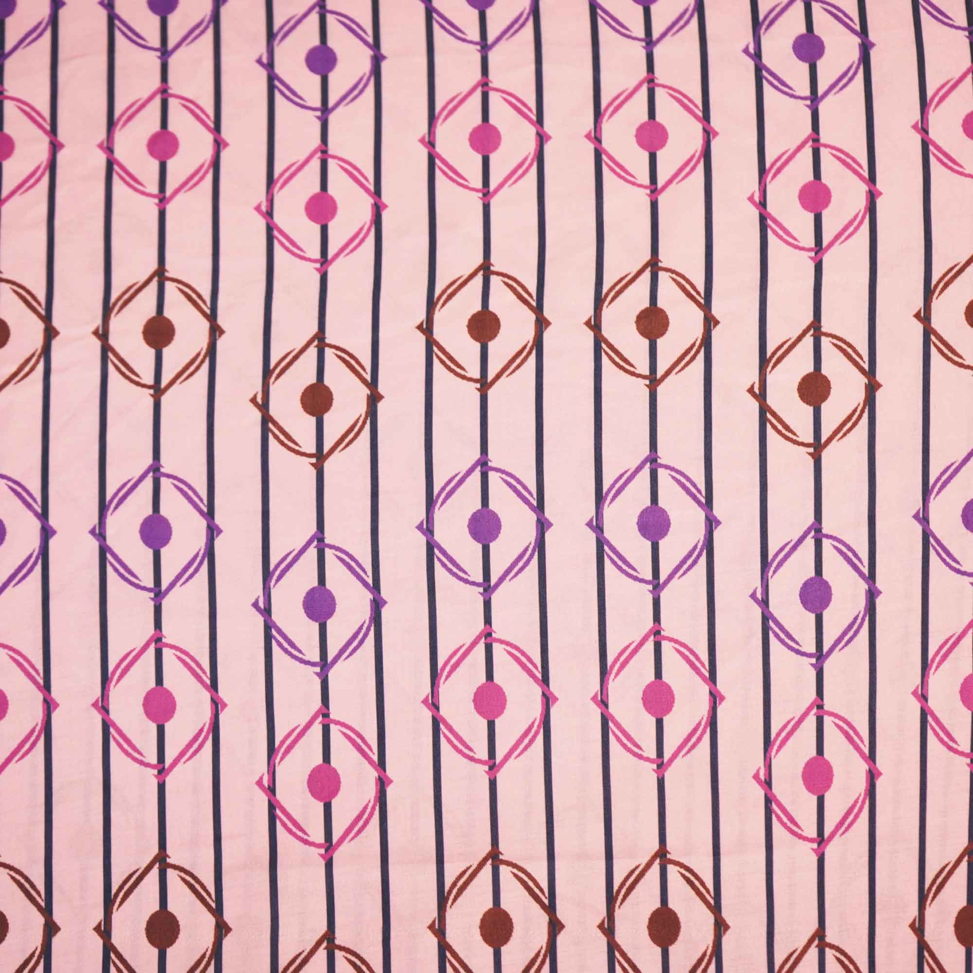 Pink Multicolor Stripes Print Muslin Fabric MTF-26514 - Image 4