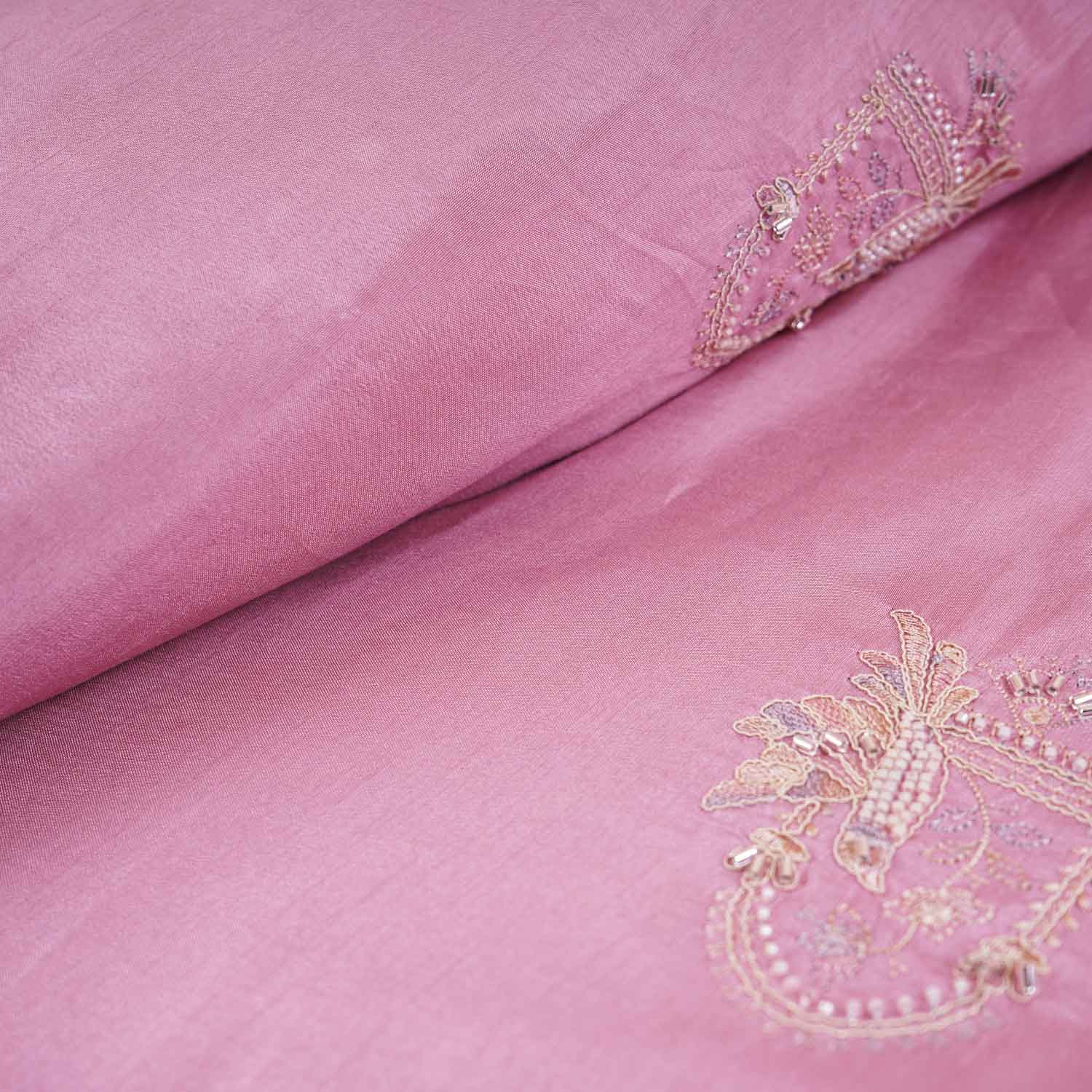 Pink Traditional Pearl Cutdana Dola Silk Fabric TA-28986 - Image 3